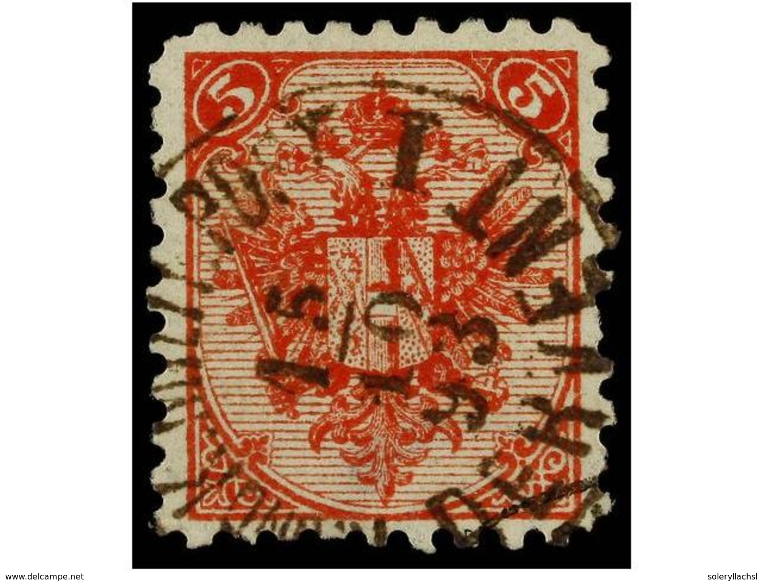 353 ° BOSNIA-HERZEGOVINA. Fe.5I. 1879. <B>5 Kr.</B> Red, Perf. 9 1/4 With <B>DERVENT</B> Cancel. Fine. Cat. 200?. - Other & Unclassified