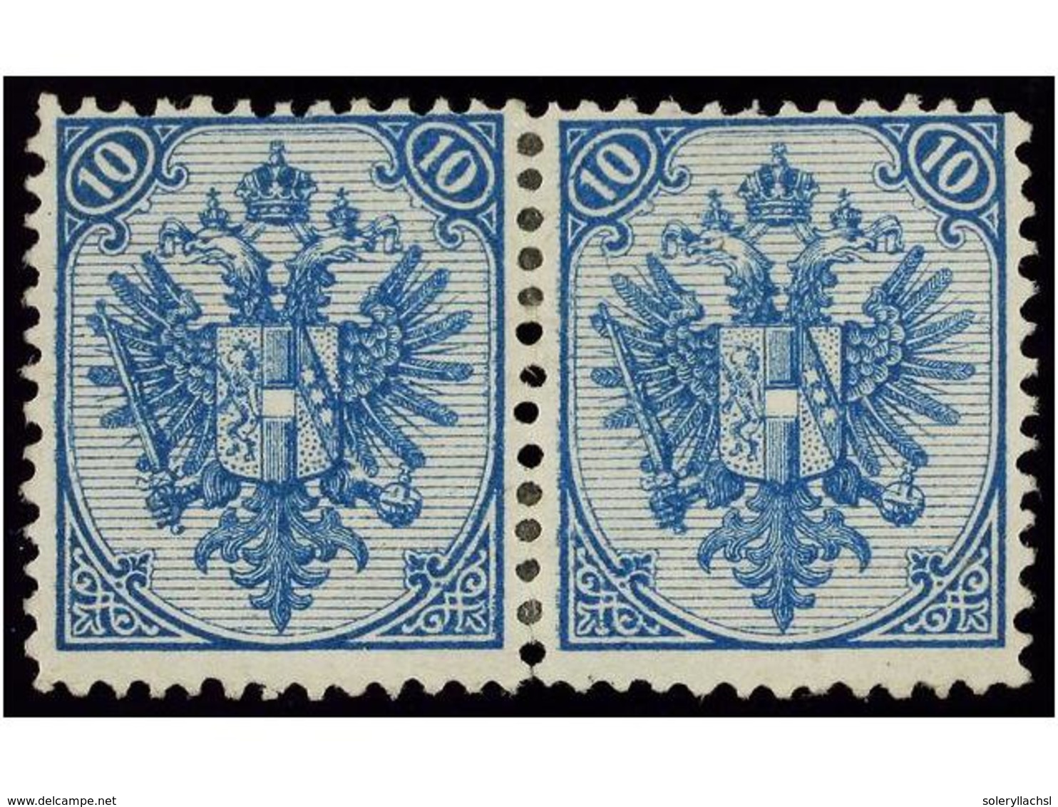 362 * BOSNIA-HERZEGOVINA. Fe.6Ib. 1879. <B>10 Kr.</B> Milk Blue, Perf. 12, Pair. Fresh And Fine. Ferchenbauer.640?. - Sonstige & Ohne Zuordnung