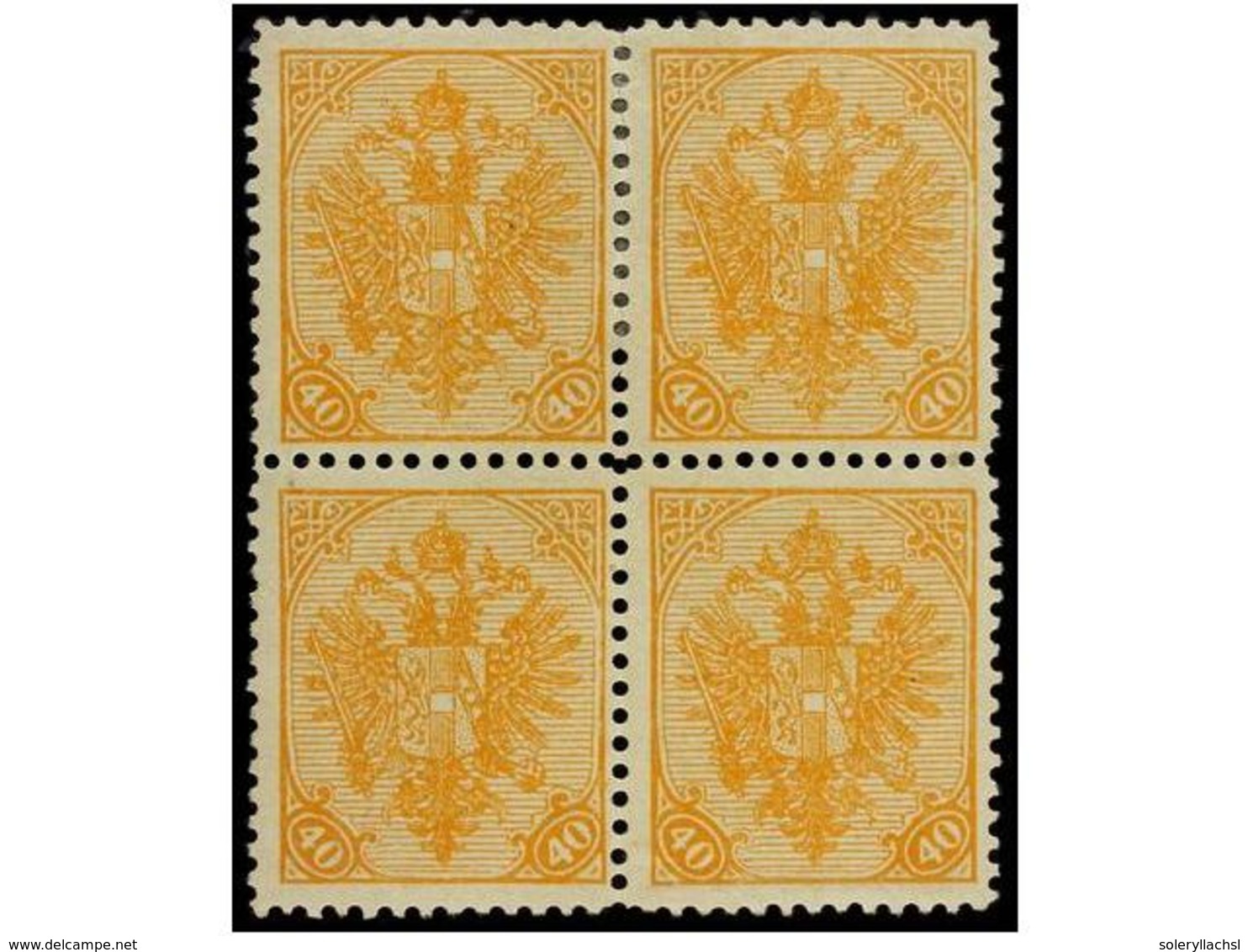 371 **/* BOSNIA-HERZEGOVINA. Fe.19. 1900-1901. <B>40 Heller </B>yellow. Block Of Four. Fresh And Fine A Rare Block. F. F - Other & Unclassified