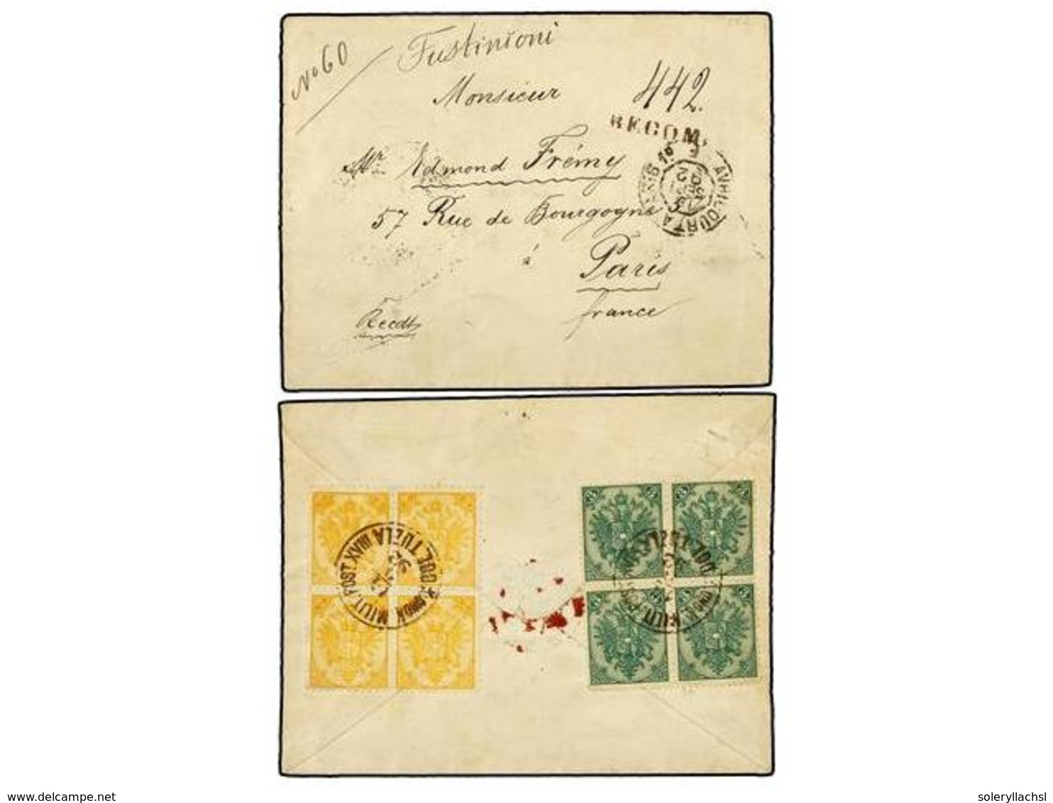 378 BOSNIA-HERZEGOVINA. Mi.2I, 3I. 1892 (Sept 14). Registered Cover To PARIS, Sensibly Opened For Display, Franked On Re - Other & Unclassified