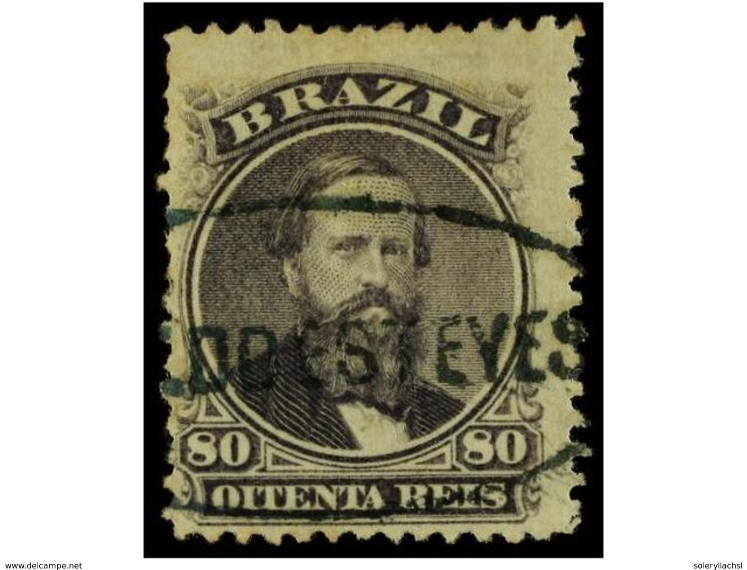 433 ° BRASIL. Sc.57. 1866. <B>80 Reis</B> Lila. Mat. Ovalado <B>EST. DO ESTEVES</B> (Meyer 1297). - Sonstige & Ohne Zuordnung