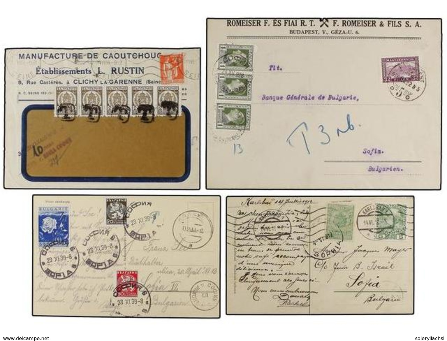 638 BULGARIA. 1912-39. Conjunto De 6 Cartas O Tarjetas Circuladas Desde Diversos Países Tasadas A La Llegada Con Sellos  - Sonstige & Ohne Zuordnung