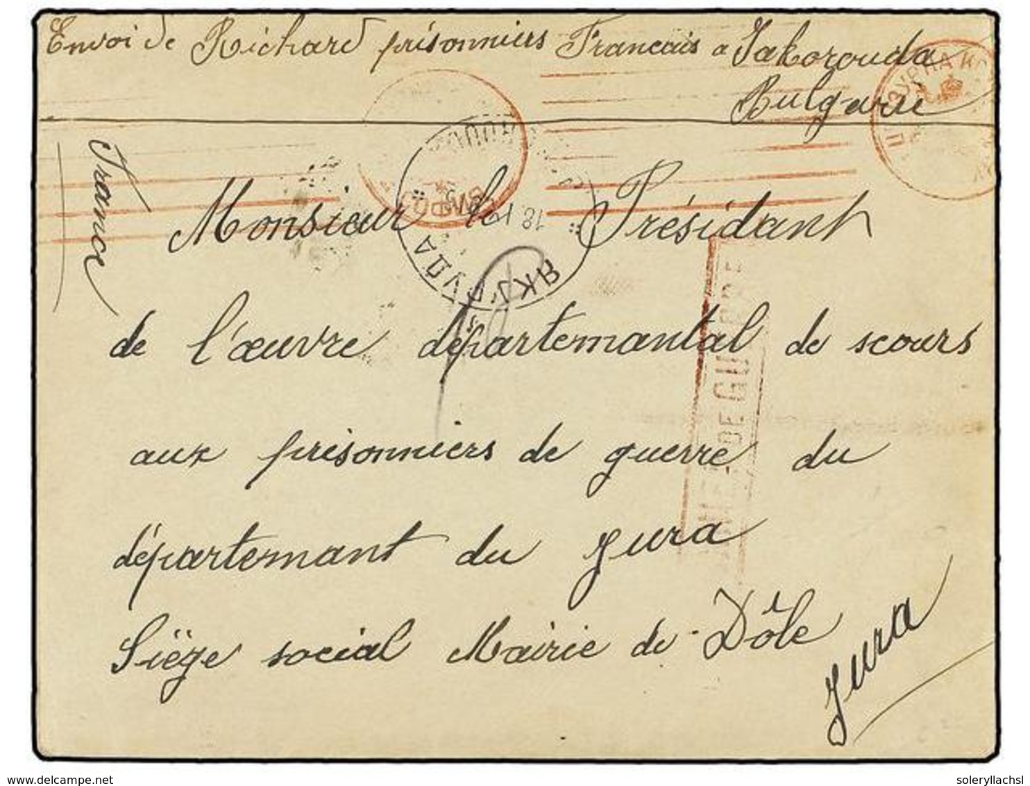 641 BULGARIA. 1916 (June 6). Letter From PHILIPPOLI To SEURRE. Date Stamped At Philippoli. Censor Mark Of <B>Philippoli< - Other & Unclassified