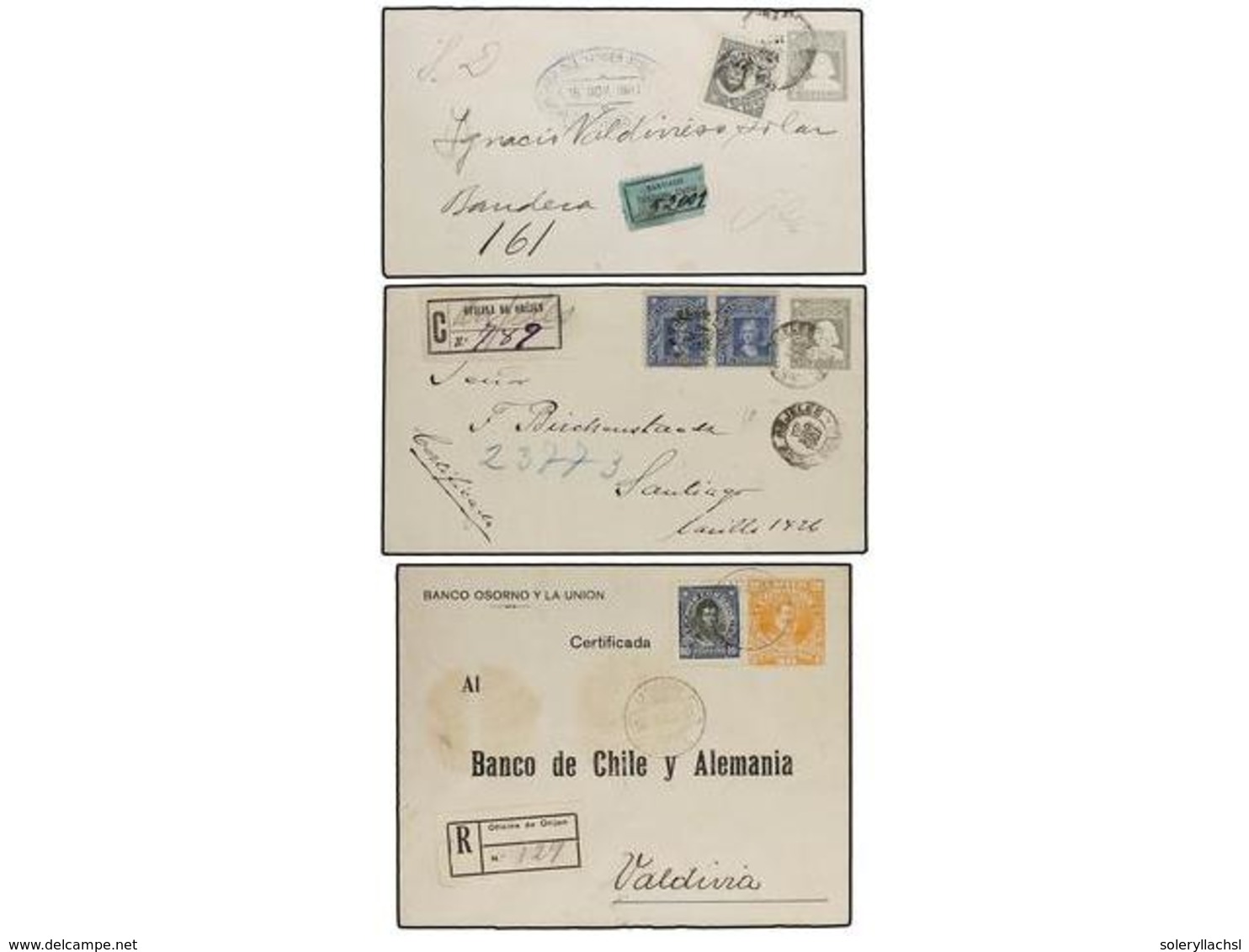 824 CHILE. 1907-23. Conjunto De 10 Enteros Postales Circulados Por Correo Certificado Con Franqueos Adicionales. - Other & Unclassified