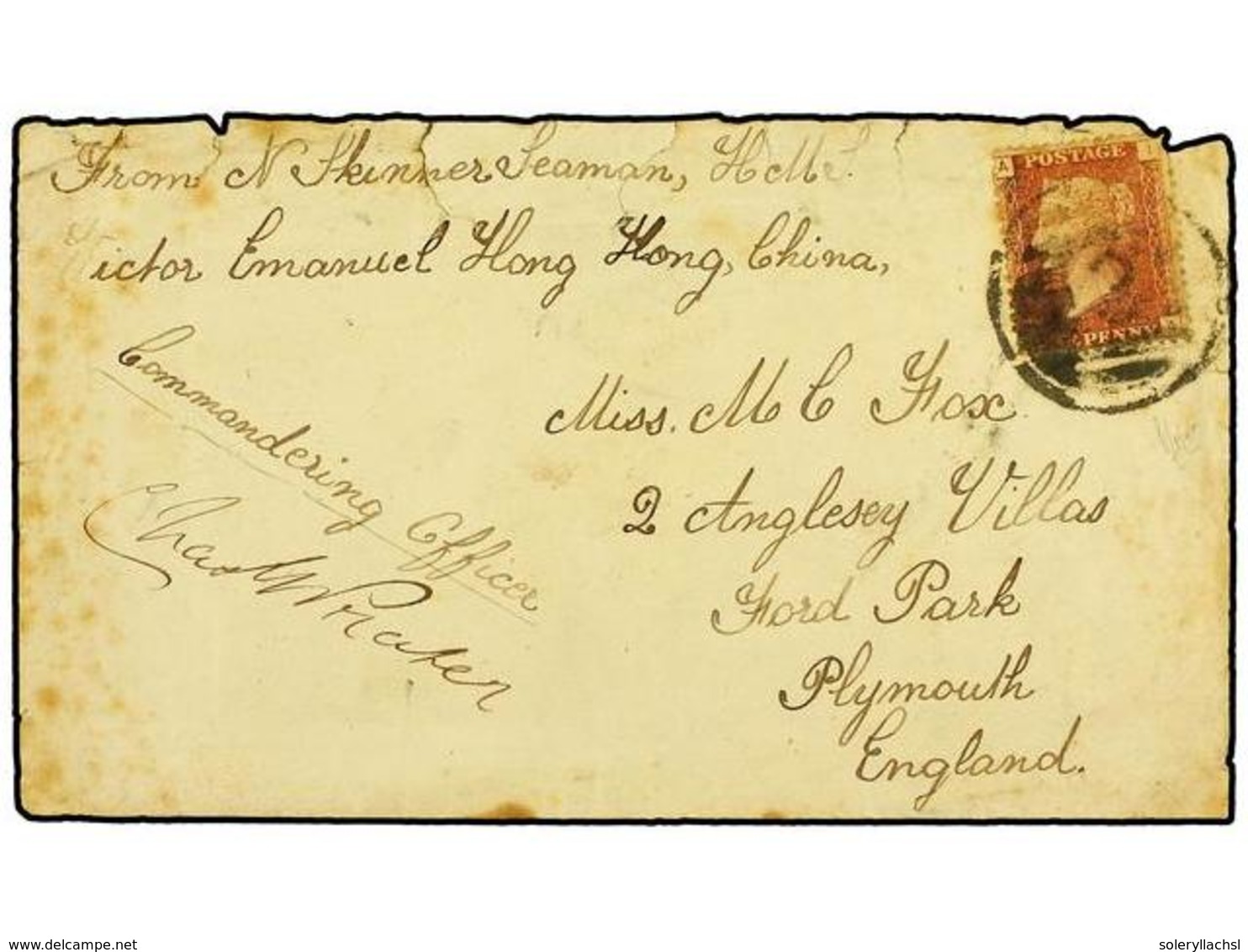 833 CHINA. 1875. Sailor's Concessionary Rate Cover Endorsed 'From N. Skinner, Seaman, HMS Victor Emanuel, Hong Kong, Chi - Other & Unclassified