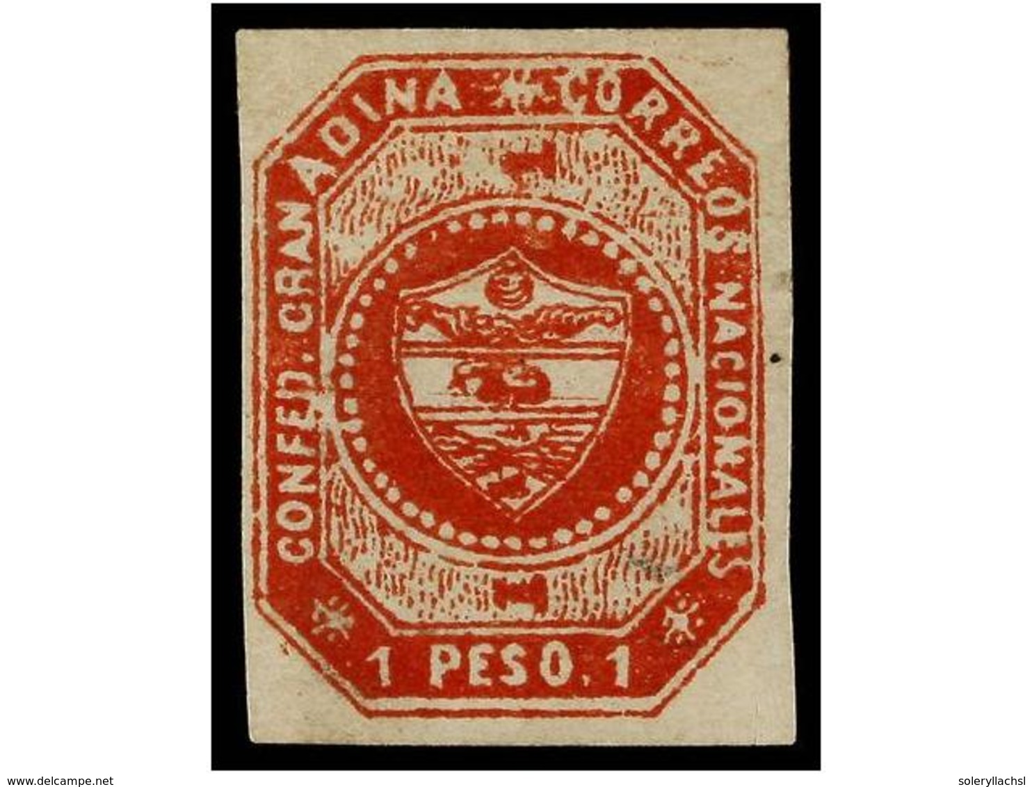 875 * COLOMBIA. Sc.7. 1859. <B>1 Peso</B> Carmín. MAGNÍFICO. - Sonstige & Ohne Zuordnung