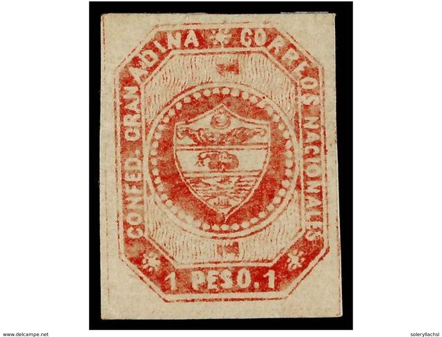 876 * COLOMBIA. Sc.7a. 1859. <B>1 Peso</B> Rosa. MAGNÍFICO. - Other & Unclassified