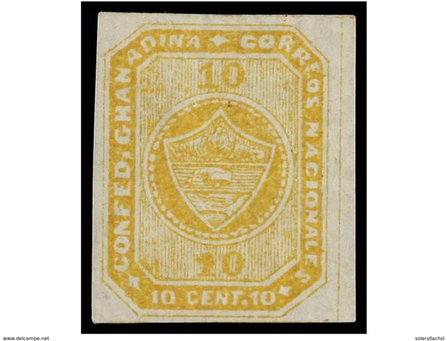 877 (*) COLOMBIA. Yv.8. 1860. <B>10 Ctvo. </B>amarillo. MAGNÍFICO EJEMPLAR. Yvert.110?. - Other & Unclassified