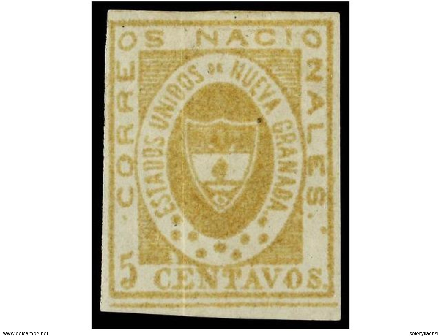 880 * COLOMBIA. Yv.11. 1861. <B>5 Ctvos.</B> Amarillo, Color Fresco, Pliegue Vertical. Yvert.475?. - Sonstige & Ohne Zuordnung