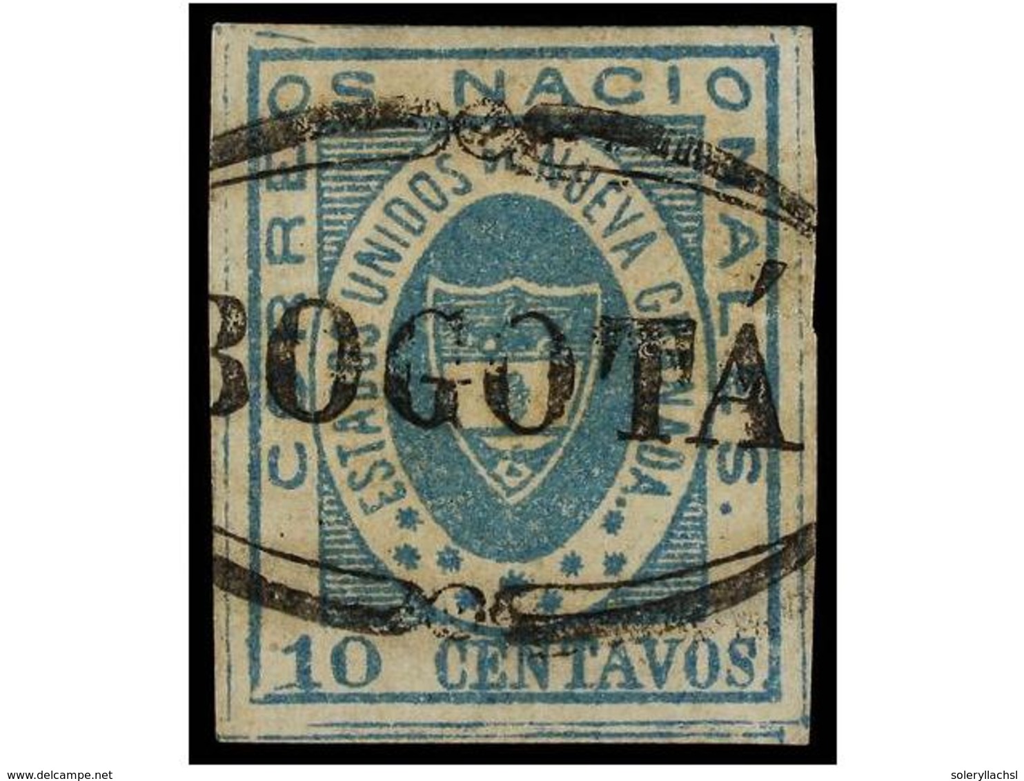 882 ° COLOMBIA. Yv.12. 1861. <B>10 Ctvos.</B> Azul. MÁRGENES EXCEPCIONALES. Yvert.450?. - Other & Unclassified