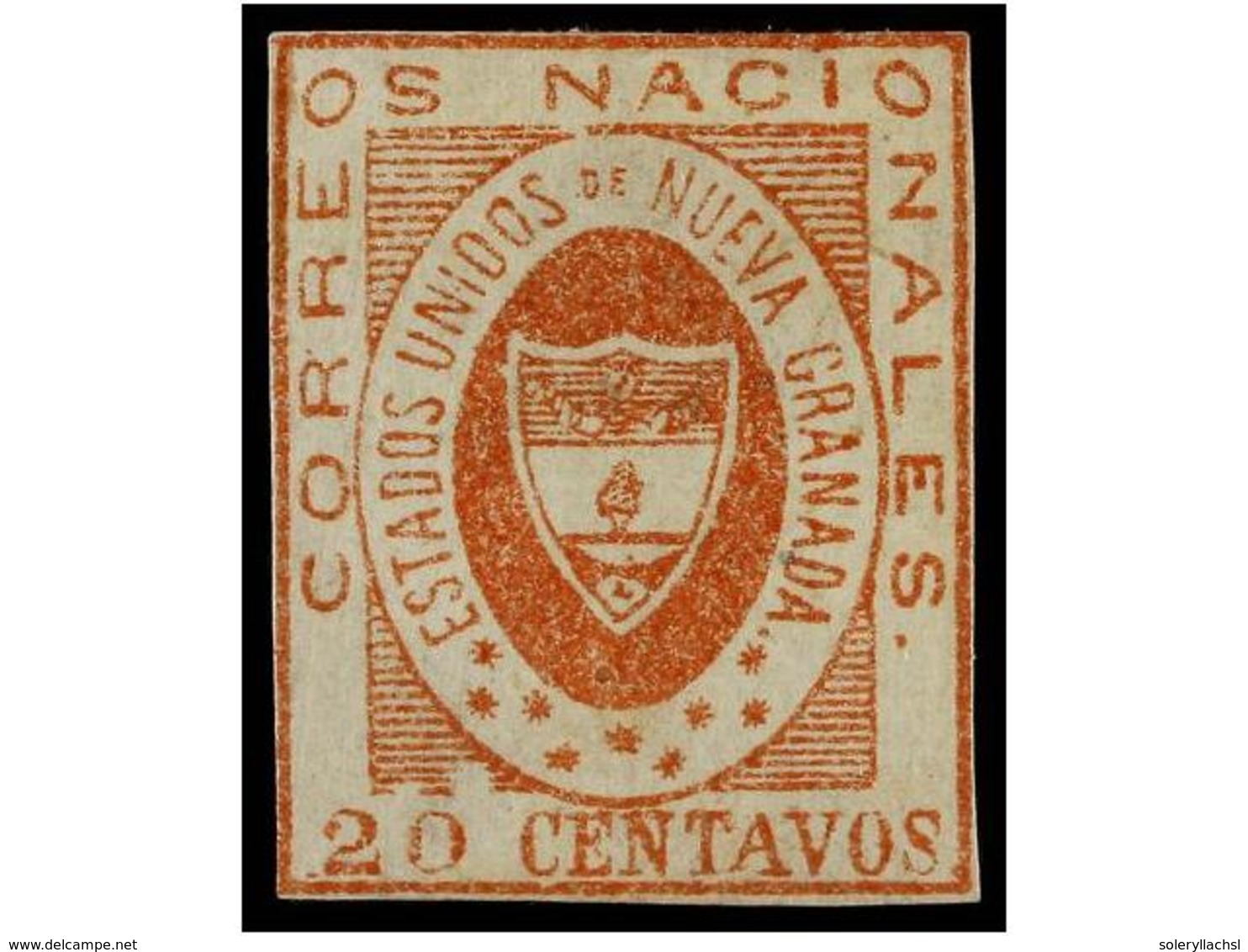 883 * COLOMBIA. Yv.13. 1862. <B>20 Cts.</B> Rojo. Márgenes Completos Al Rededor Del Sello. Yvert.800?. - Other & Unclassified