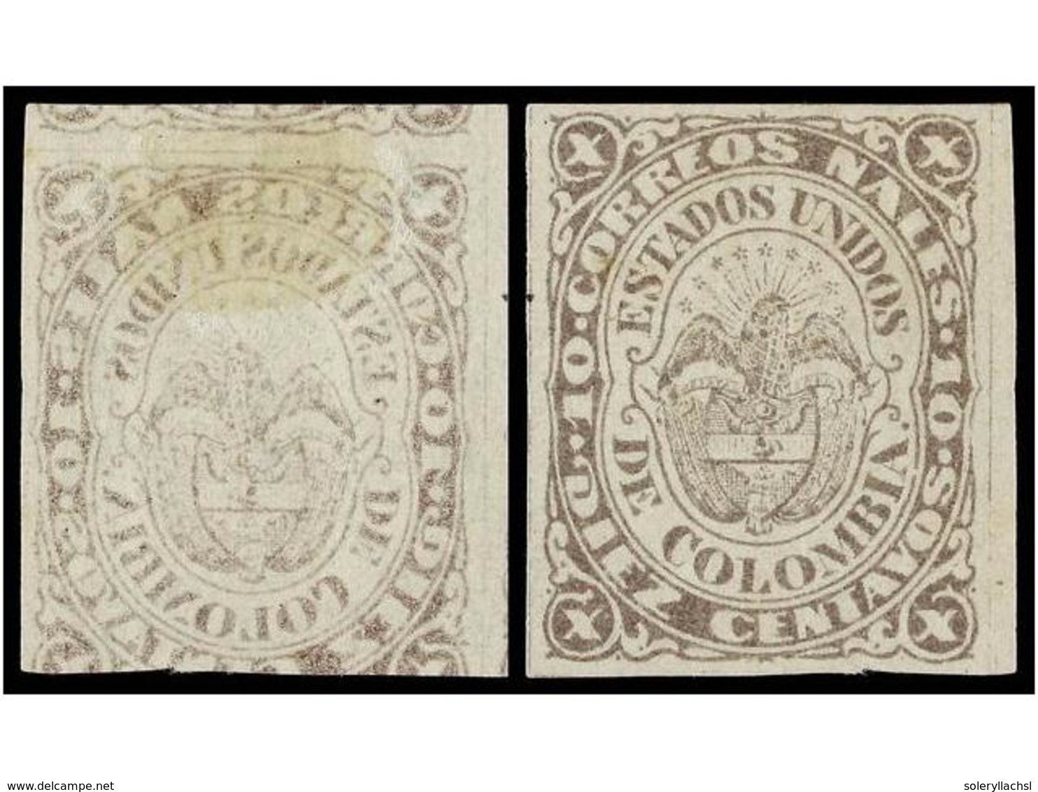 891 (*) COLOMBIA. Yv.42. 1868. <B>10 Ctvos.</B> Lila. Impresión Calcada Al Dorso. - Sonstige & Ohne Zuordnung