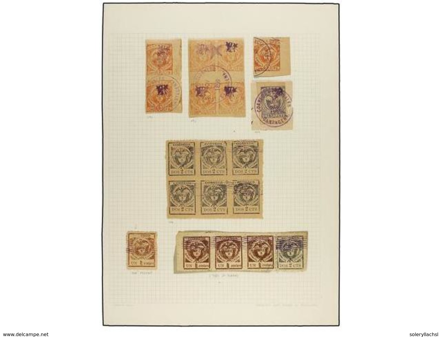 904 ° COLOMBIA. Yv.1/6. 1899-1900. <B>CARTAGENA. </B>Página De álbum Con Bloques Y Variedades. MAGNÍFICO. Yvert.+700 ?. - Sonstige & Ohne Zuordnung