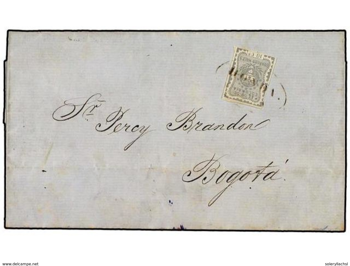 960 COLOMBIA. Yv.35. 1868. HONDA A BOGOTA. <B>10 Ctvos.</B> Gris Violeta, Mat. <B>HONDA/FRANCA.</B> - Other & Unclassified