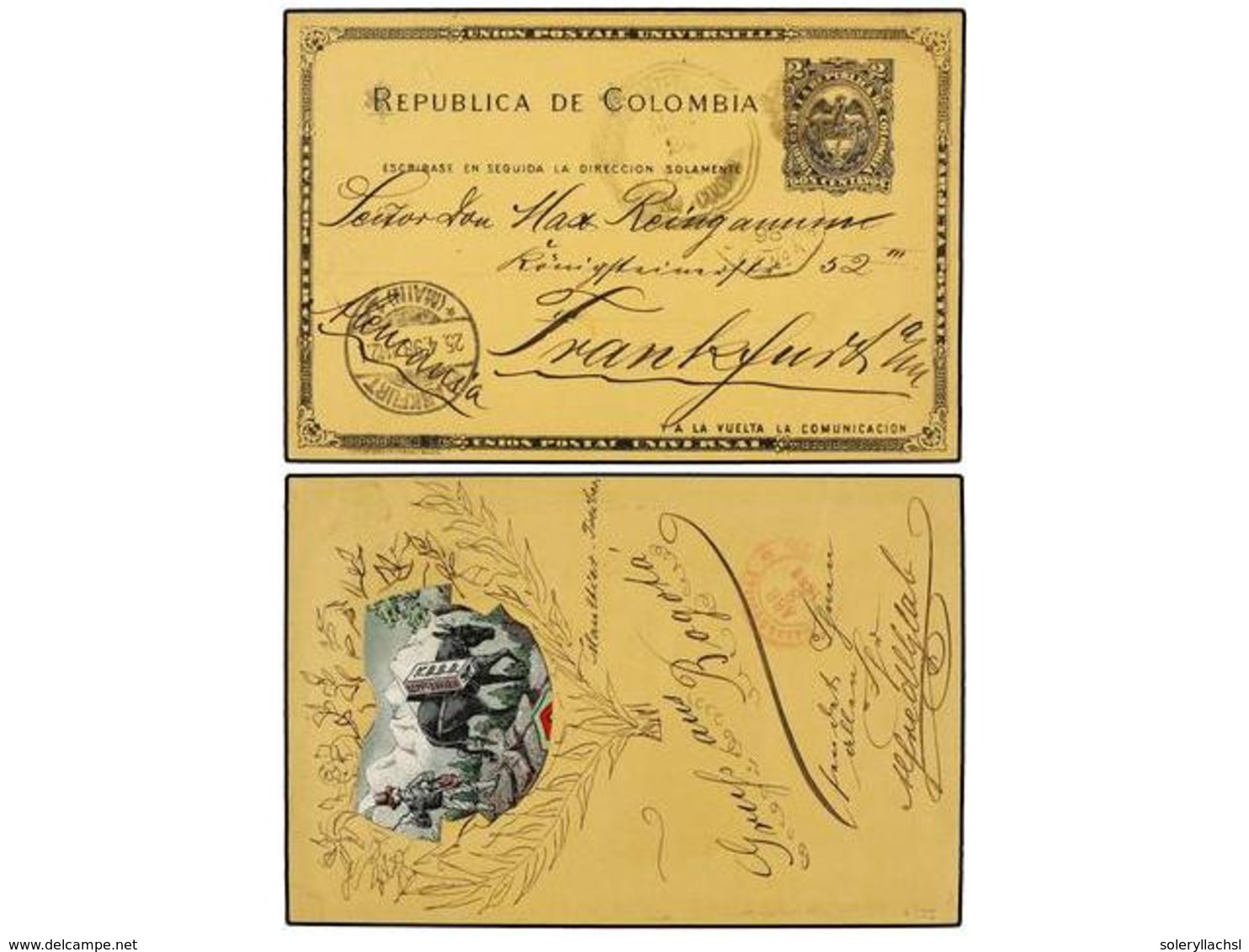 1000 COLOMBIA. 1898. BOGOTÁ A ALEMANIA. Entero Postal De <B>2 Ctvos.</B> Con Ilustración Al Dorso <B>'GRUSS AUS BOGOTA'. - Other & Unclassified