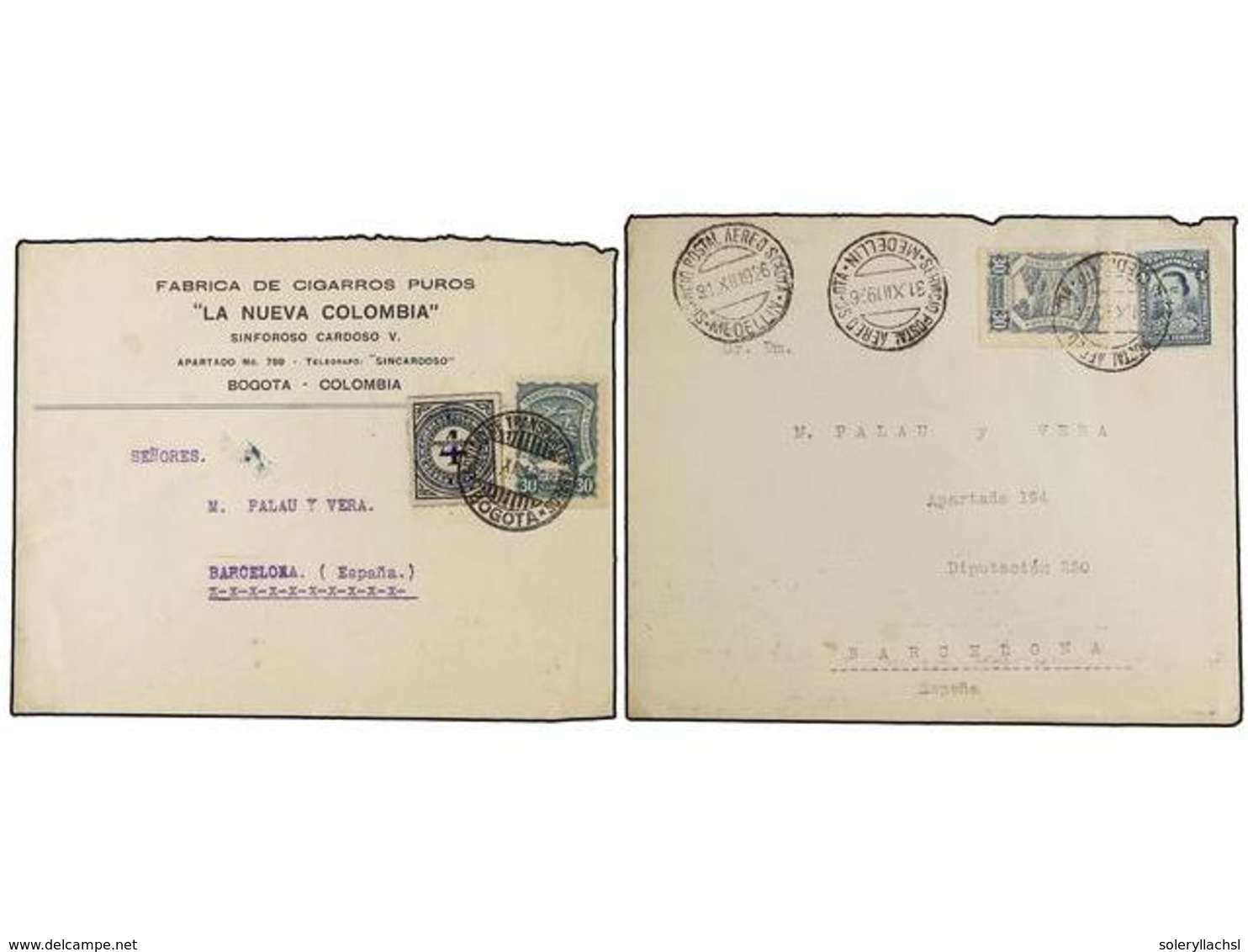 1045 COLOMBIA. 1925-28. <B>SCADTA. </B>COLOMBIA A ESPAÑA. 6 Cartas Con Sellos De <B>1 Ctvo., 3 Ctvos. </B>y<B> 4 Ctvos.< - Sonstige & Ohne Zuordnung