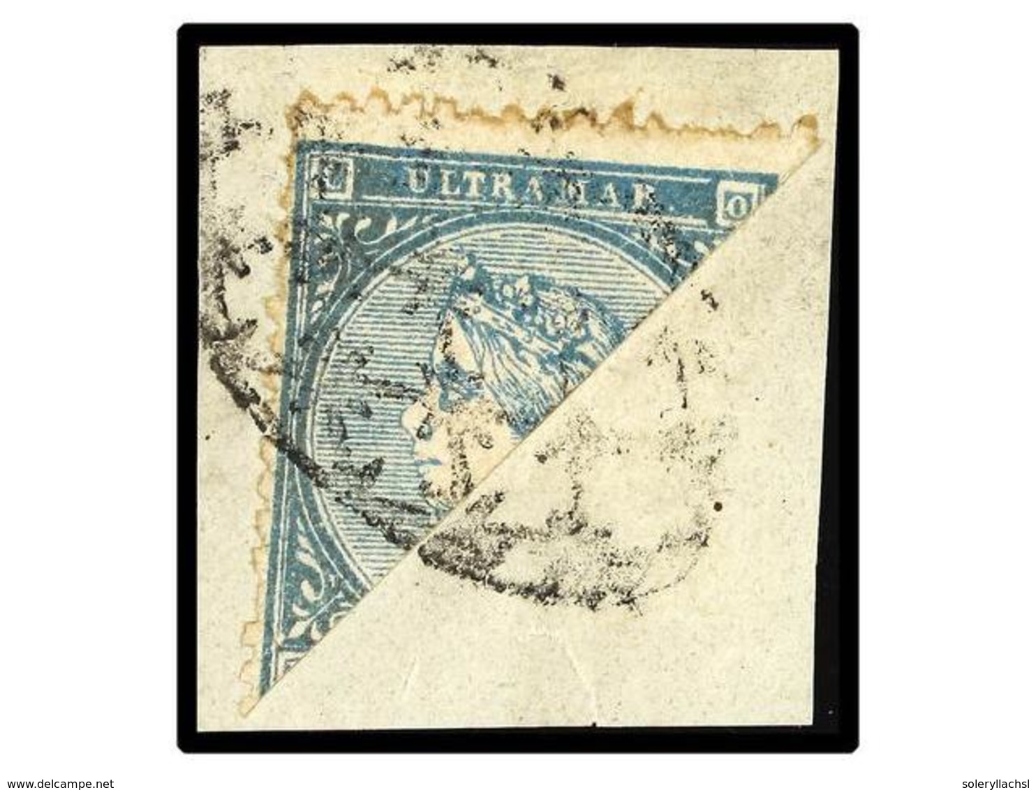 1097 CUBA. Ant.13F. <B>10 Cts</B> Azul. <B>FALSO POSTAL</B>, Bisectado Sobre Pequeño Fragmento. Rarísimo, Solo Dos Conoc - Other & Unclassified