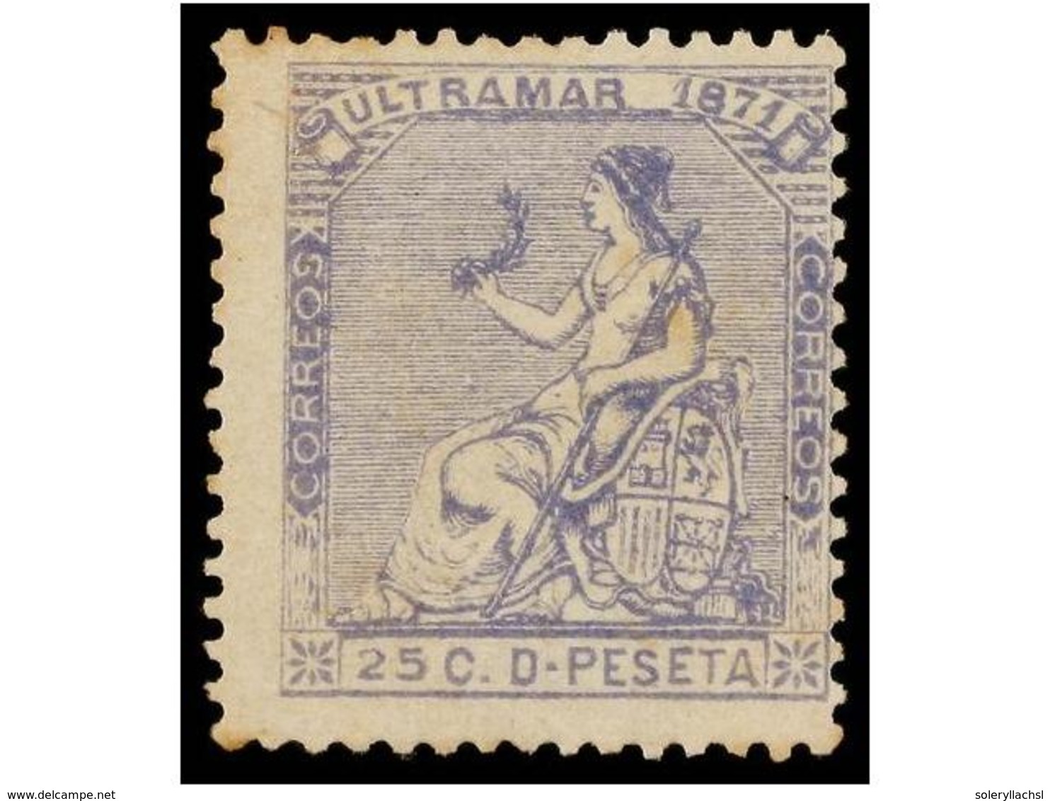 1101 * CUBA. Ed.Ant. 22F. <B>25 Cts. </B>grisl <B>FALSO POSTAL. </B>Cert. SORO. - Other & Unclassified