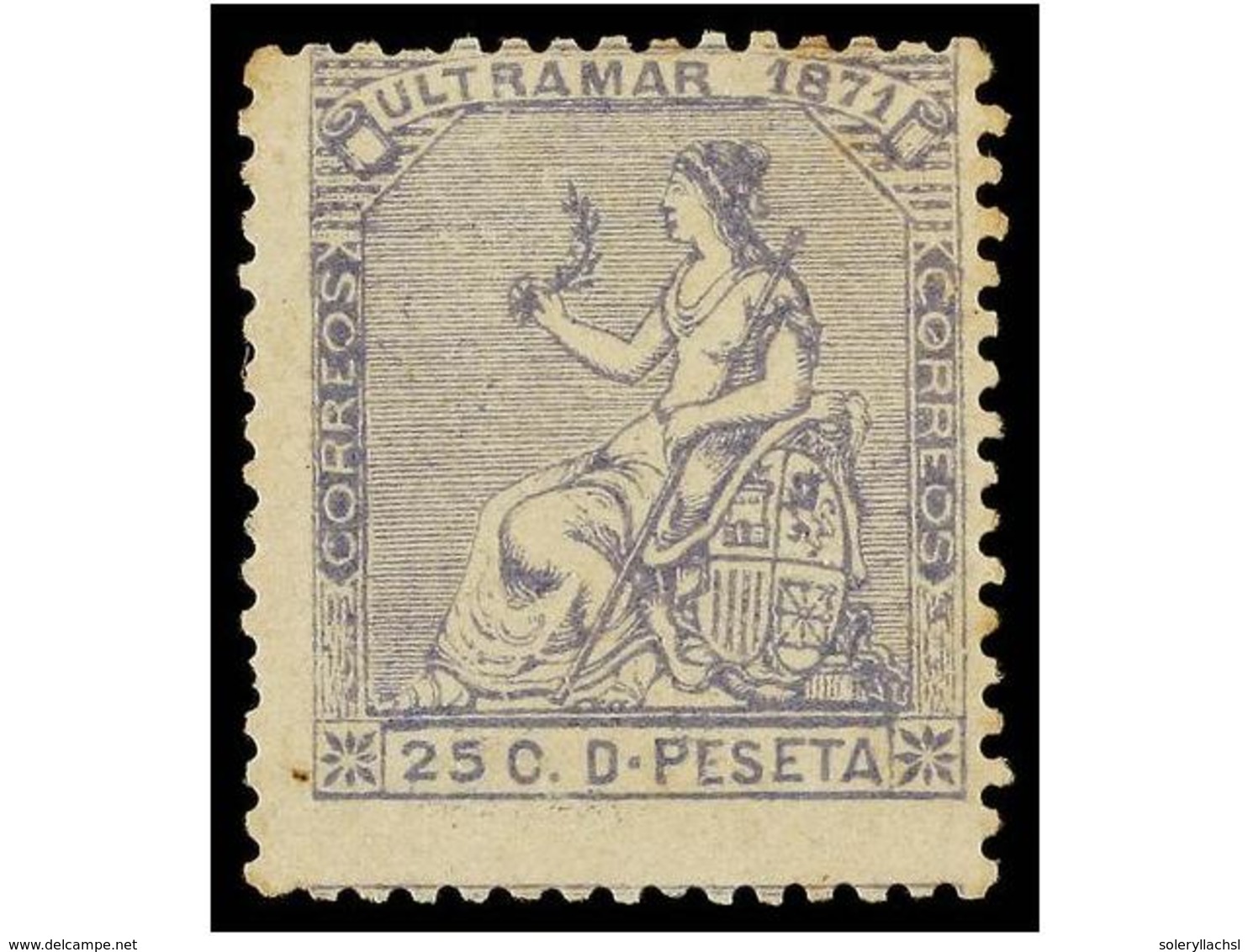 1102 (*) CUBA. Ant.22F. <B>25 Cts.</B> Ultramar. <B>FALSO POSTAL</B>. MUY RARO. - Other & Unclassified