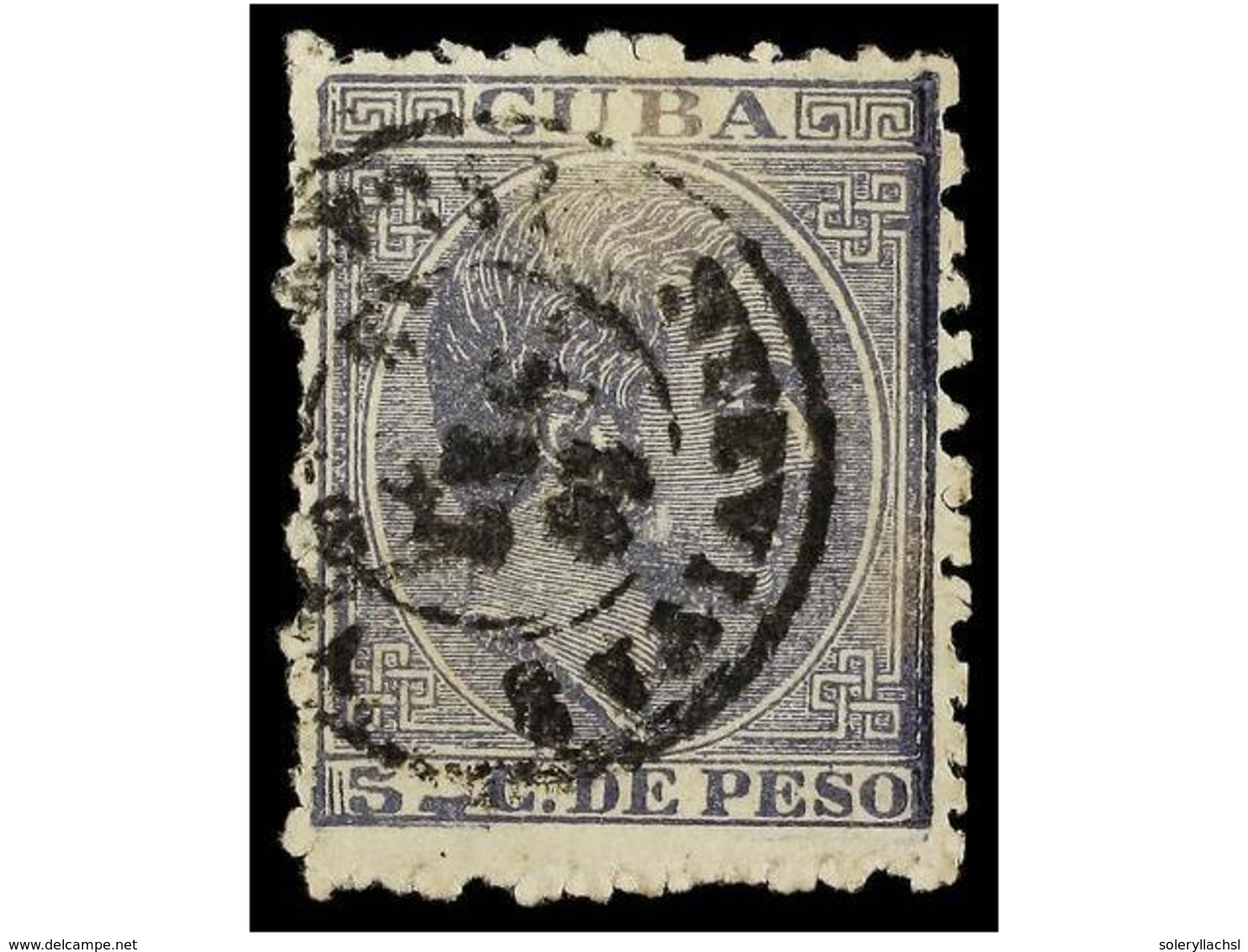 1108 ° COLONIAS ESPAÑOLAS: CUBA. Ed.100F. <B>5 Cts.</B> Gris. <B>FALSO POSTAL</B> Tipo I (Graus No Reseñado). Mat. Fecha - Other & Unclassified