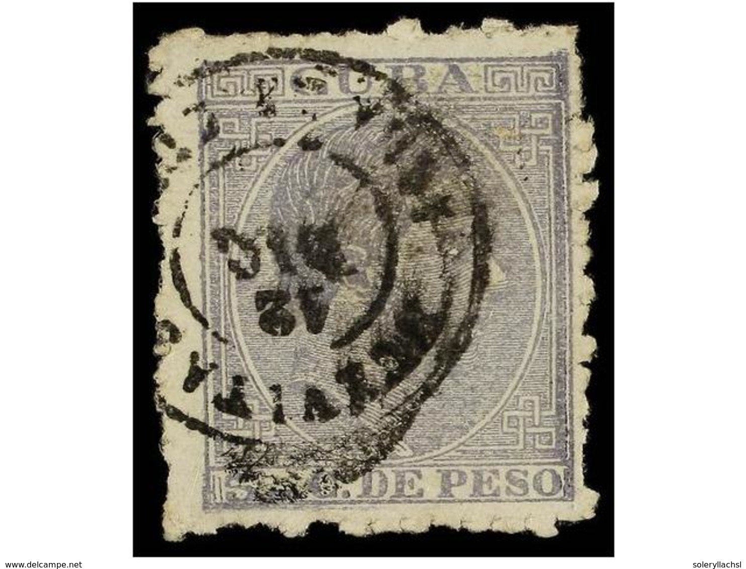 1110 ° COLONIAS ESPAÑOLAS: CUBA. Ed.100F. <B>5 Cts.</B> Gris. <B>FALSO POSTAL</B> Tipo I (Graus No Reseñado). Mat. Fecha - Other & Unclassified