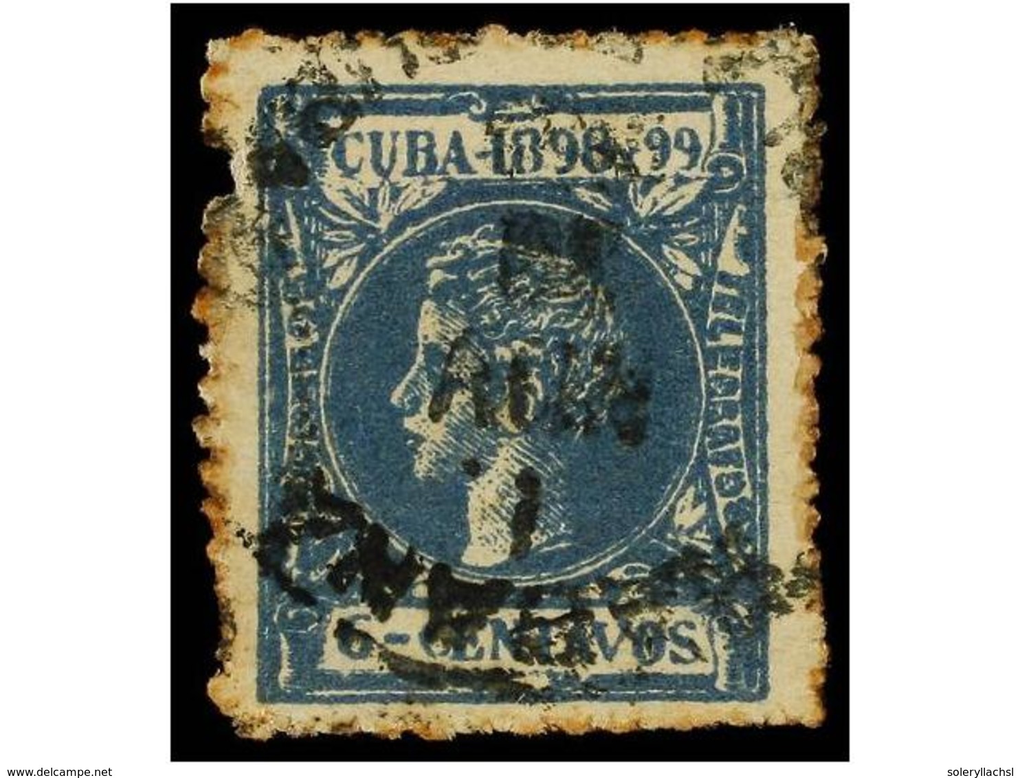 1116 ° COLONIAS ESPAÑOLAS: CUBA. Ed.164F. <B>6 Ctvos.</B> Azul. <B>FALSO POSTAL</B>. MAGNIFICO. - Other & Unclassified