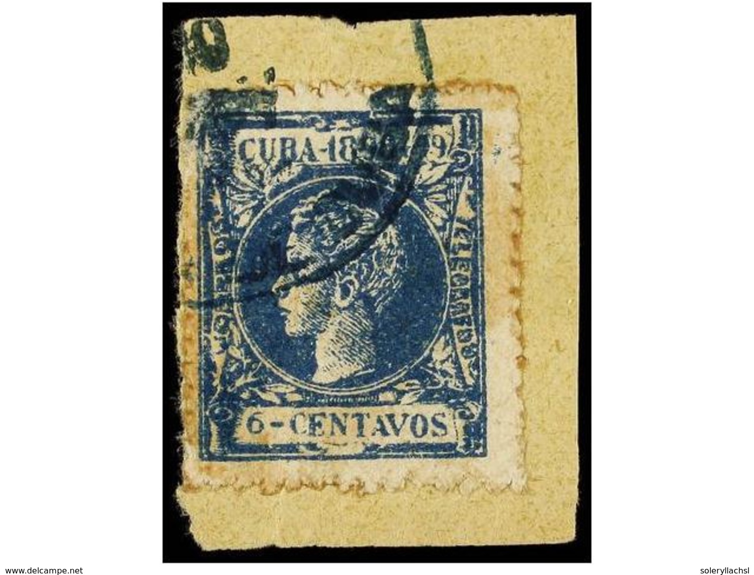 1118 COLONIAS ESPAÑOLAS: CUBA. Ed.164F. <B>6 Cts.</B> Azul. <B>FALSO POSTAL</B> Sobre Pequeño Fragmento. MAGNIFICO Y RAR - Other & Unclassified