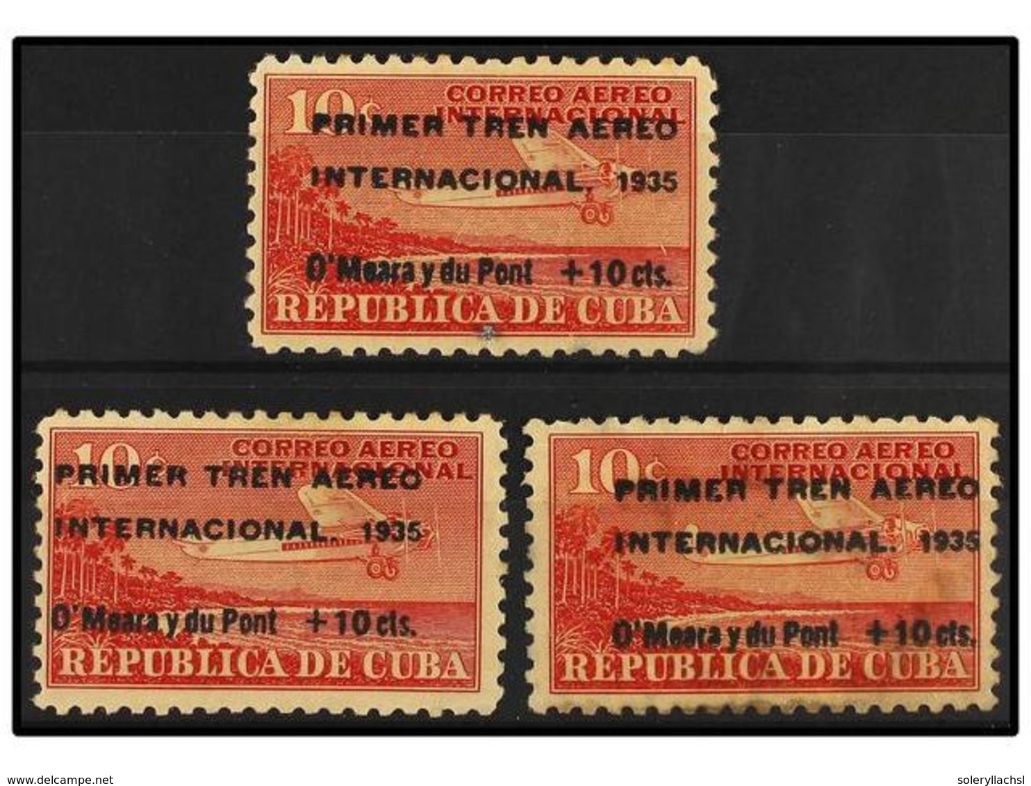 1125 (*) CUBA. Ed.276. 1935. <B>10 Cts. </B> Rojo. 2 Sellos <B>SOBRECARGA DESPLAZADA </B>a Derecha E Iquierda. RAROS. - Sonstige & Ohne Zuordnung