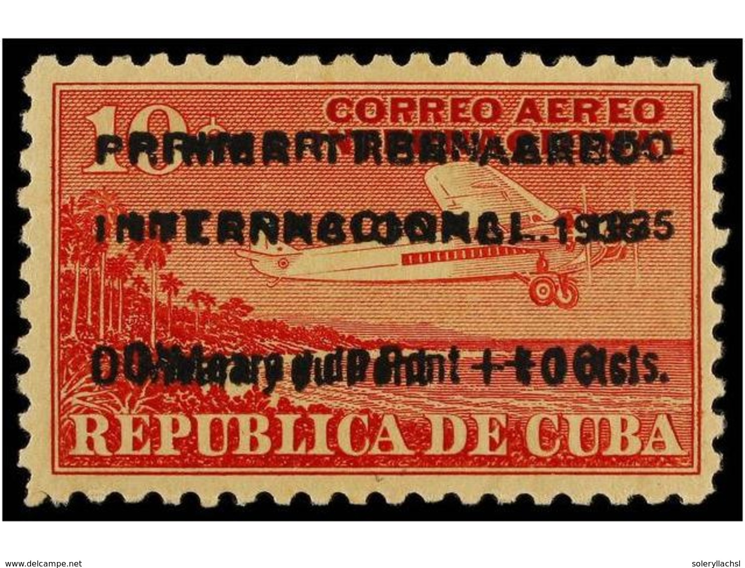 1127 ** CUBA. Ed.276hh. 1935. <B>10 Cts.</B> Rojo. <B>SOBRECARGA DOBLE, </B>goma Levemente Tonalizada. Cat. 400?. - Other & Unclassified