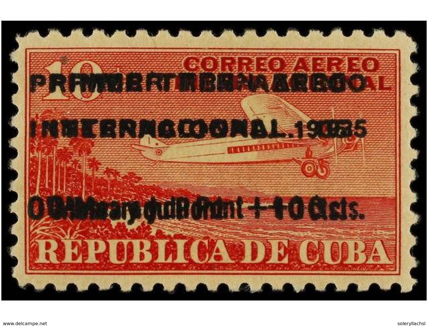 1128 * CUBA. Ed.276hh. 1935. <B>10 Cts. </B>rojo. <B>SOBRECARGA DOBLE. </B>MUY BONITO. Cat. 400 ?. - Other & Unclassified