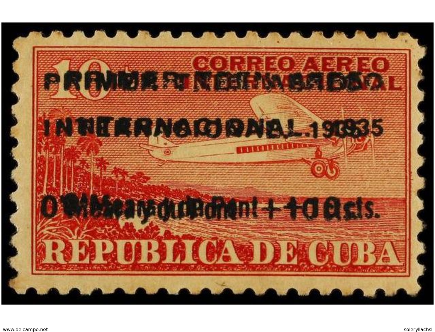 1129 * CUBA. Ed.276hh. 1935. <B>10 Cts.</B> Rojo. <B>SOBRECARGA DOBLE. </B>MUY BONITO. Cat. 400?. - Other & Unclassified