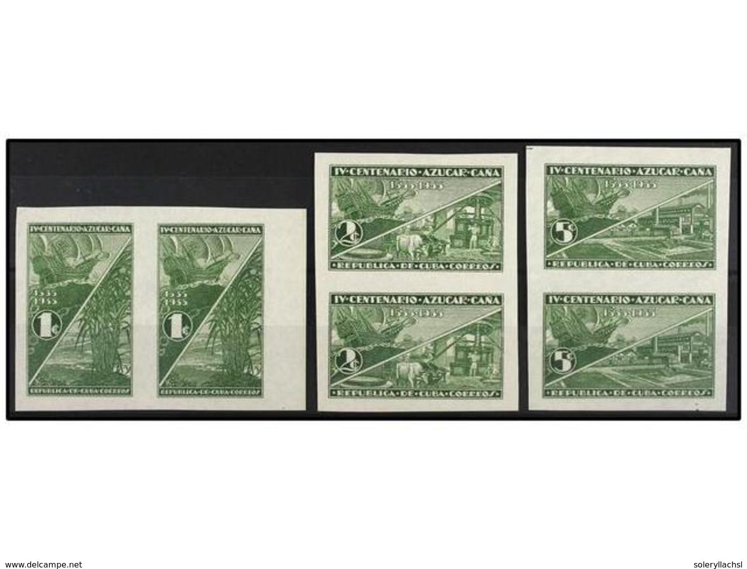 1131 (*) CUBA. Ed.302/04. 1937. SERIE COMPLETA En Parejas <B>SIN DENTAR </B>en Color Verde. RAROS. - Andere & Zonder Classificatie