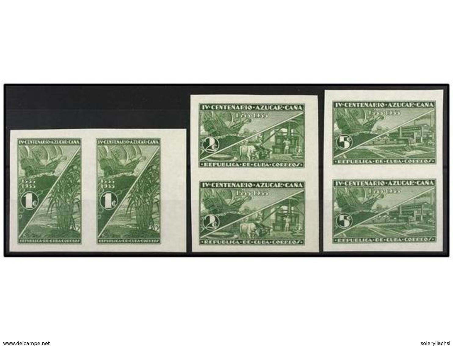 1134 (*) CUBA. Ed.302/04. 1937. SERIE COMPLETA En Parejas <B>SIN DENTAR </B>en Color Verde. RARA. - Other & Unclassified