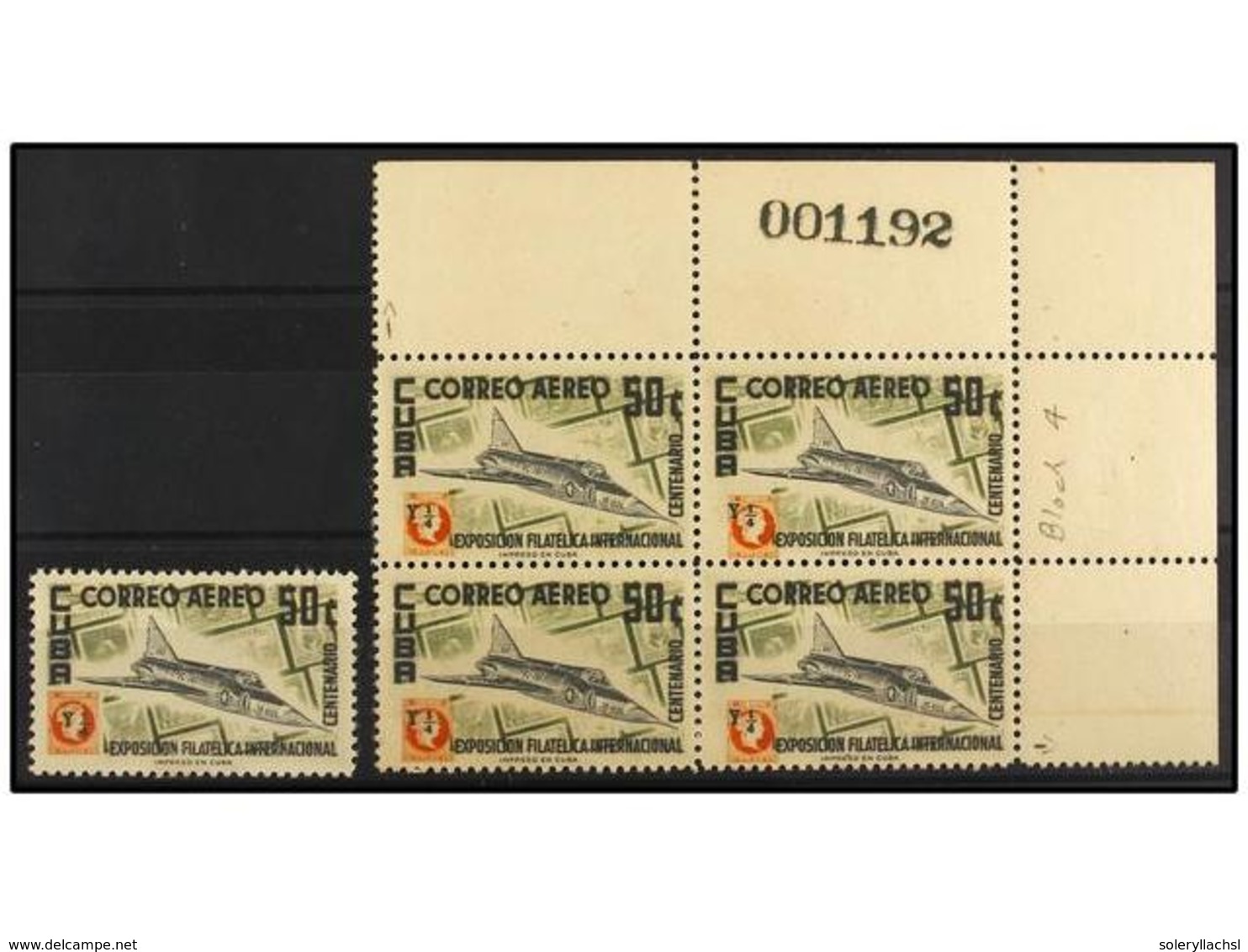 1144 * CUBA. Ed.635. 1955. <B>50 Cts.</B> Multicolor. Bloque De 4 <B>COLOR ROJO (sello De Y 1/4 ) DESPLAZADO </B>a La De - Autres & Non Classés