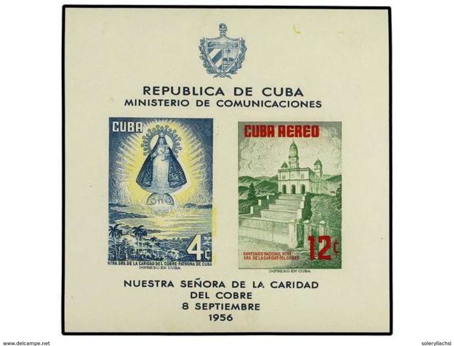 1153 * CUBA. Ed.673. 1956. Hojita Bloque <B>COLOR AMARILLO DESPLAZADO A LA DERECHA </B>y<B> VERDE HACIA ABAJO</B>. MUY R - Other & Unclassified