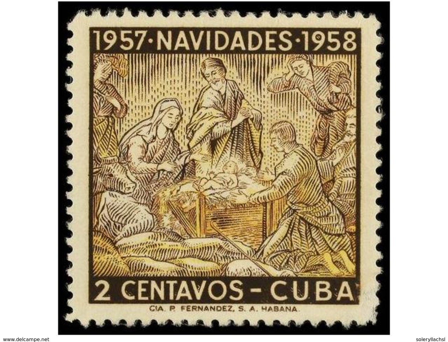 1173 (*) CUBA. Ed.+33ef. 1958. <B>2 Ctvos.</B> Multicolor. <B>FALTA EL COLOR ROSA Y EL AZUL, </B> Defecto En Una Esquina - Other & Unclassified