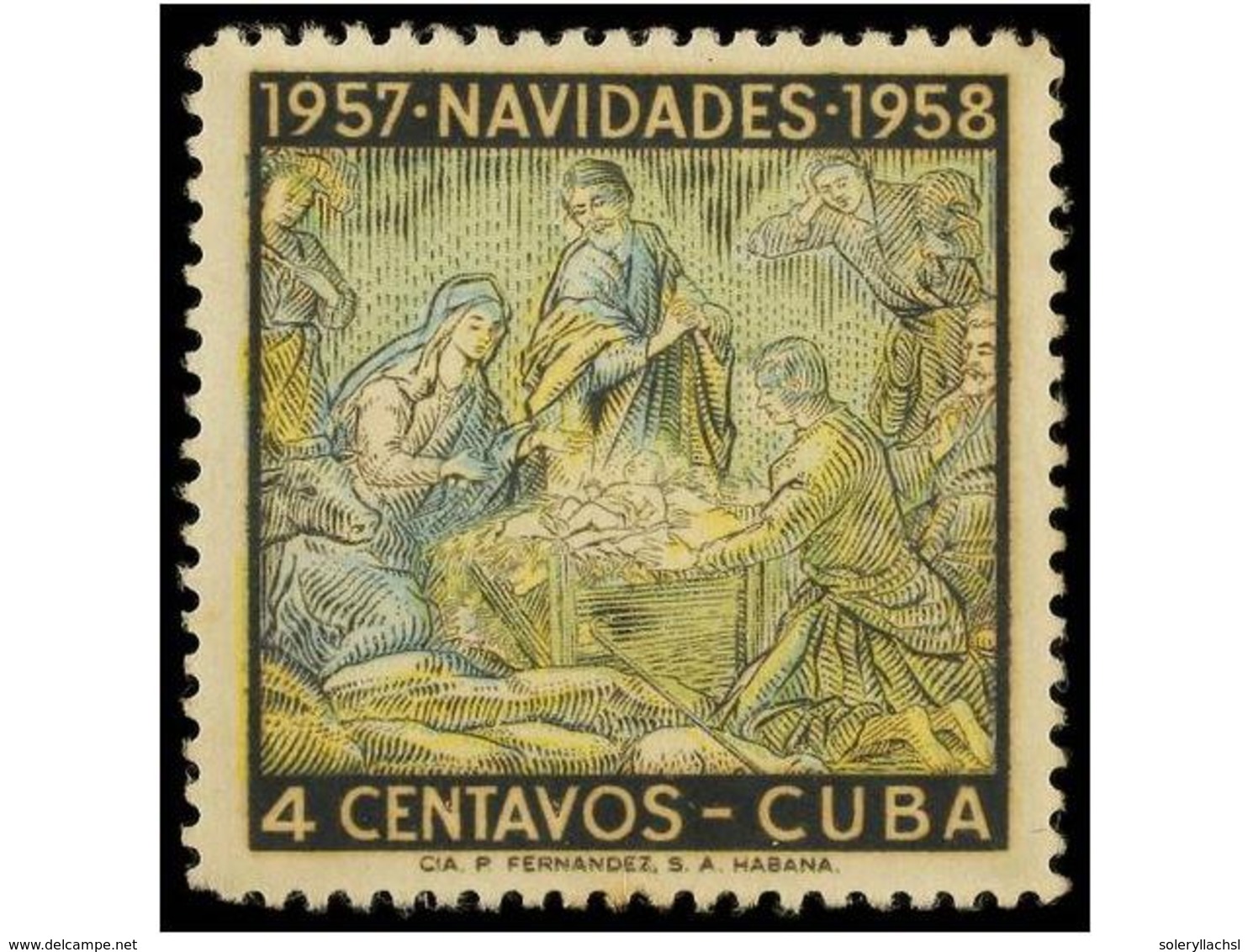 1174 ** CUBA. Ed.734ef. 1957. <B>4 Ctvos.</B> Multicolor <B>FALTA EL COLOR ROSA. </B>Cert. C. ECHENAGUSIA. - Sonstige & Ohne Zuordnung