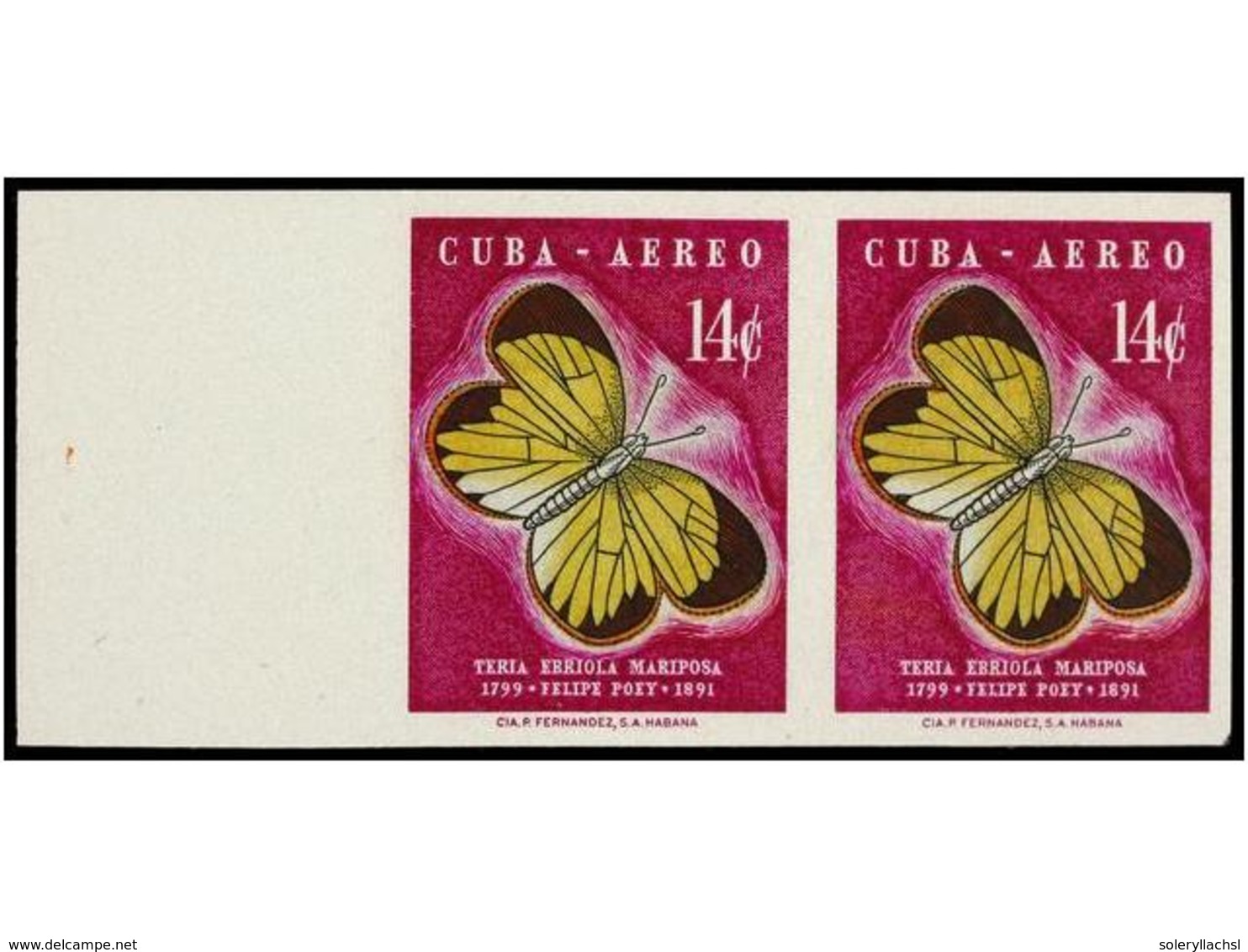 1181 ** CUBA. Ed.766s. 1958. <B>14 Cts. </B>multicolor. Pareja <B>SIN DENTAR. </B>LUJO. - Other & Unclassified