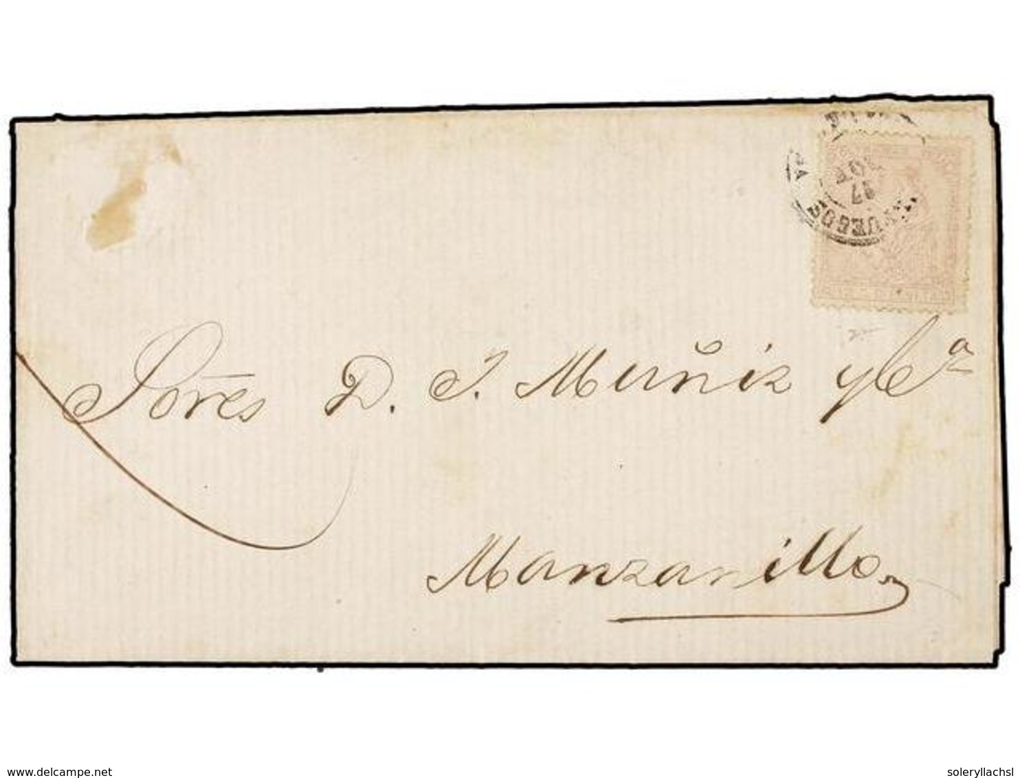 1283 CUBA. Ed.22. 1872. CIENFUEGOS A MANZANILLO. <B>12 Ctvos.</B> Lila, Tarifa De Impresos. RARA. - Other & Unclassified