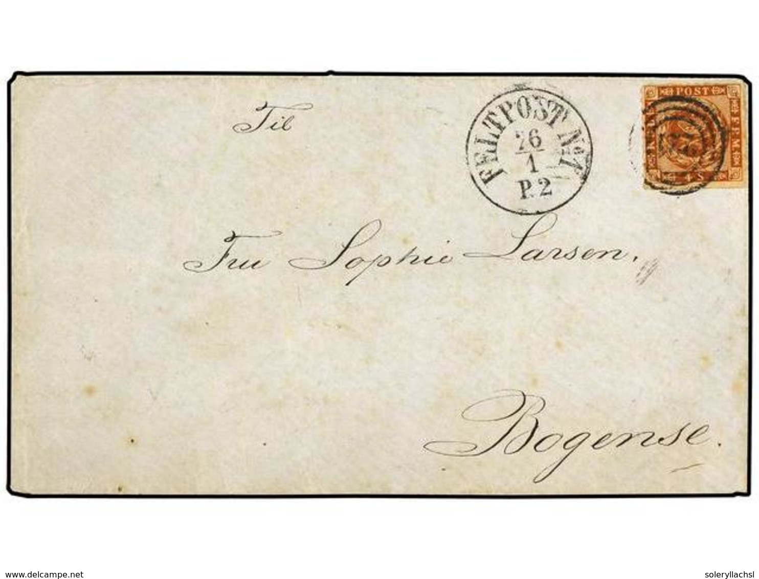 1380 DINAMARCA. (1863 CA.). Cover To BOGENSE Franked By Rouletted 1863 <B>4 Sk. </B> Brown Tied By Bold Strike Of <B>221 - Sonstige & Ohne Zuordnung