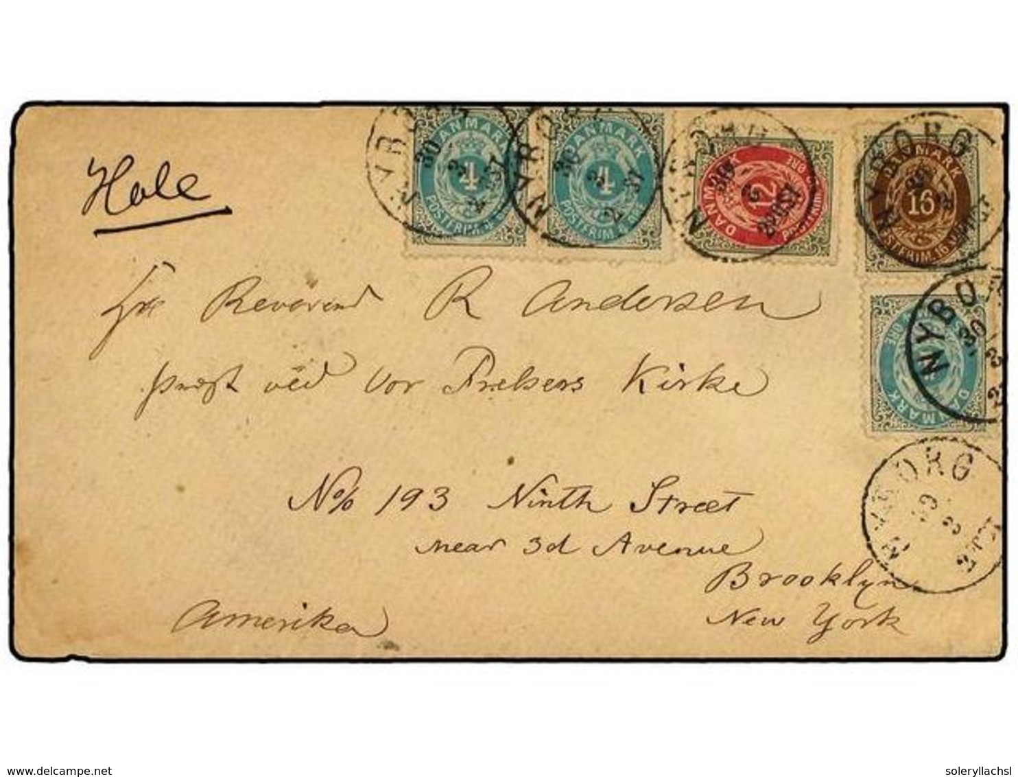 1393 DINAMARCA. 1885. Cover Fron DENMARK, Franked With Single And Pair Of <B>4 Ore</B> Grey And Ultramarine (top Margin  - Sonstige & Ohne Zuordnung