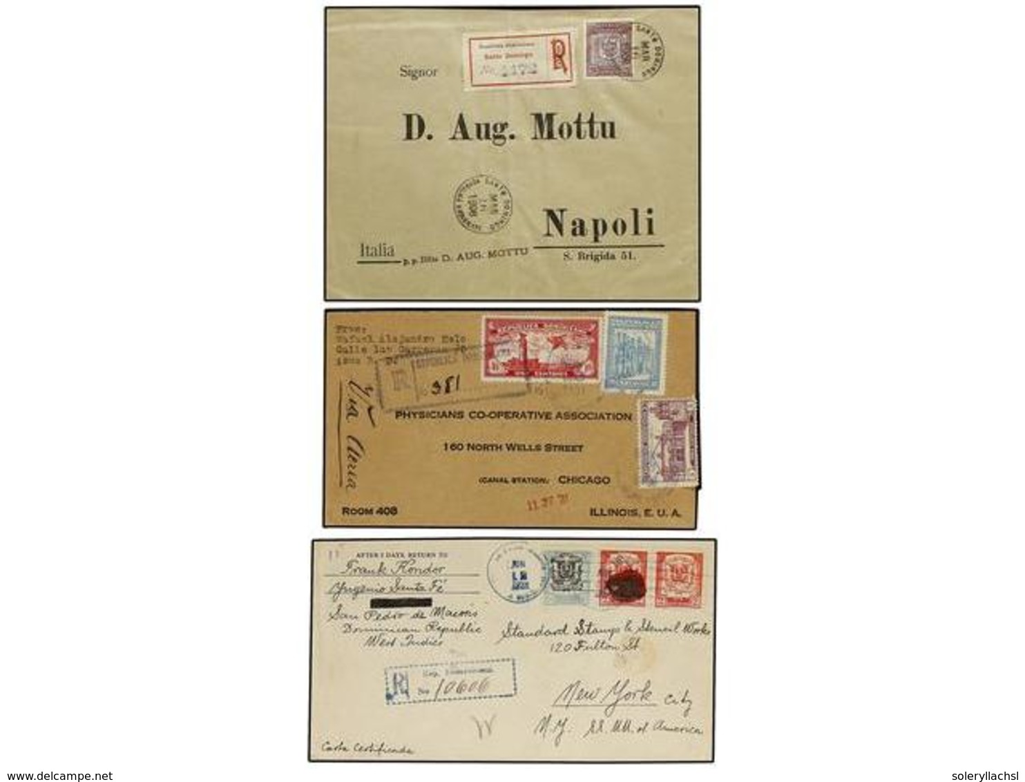 1429 REPUBLICA DOMINICANA. 1908-31. Conjunto De 3 Cartas Certificadas Al Exterior. - Sonstige & Ohne Zuordnung