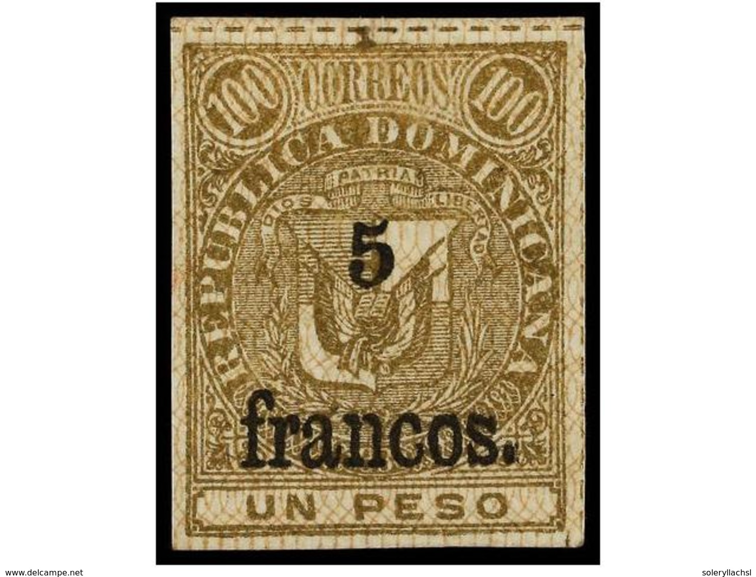 1433 ° DOMINICANA. Yv.60. 1883. <B>5 Francs S. 1 Peso</B> Oro. Muy Bonito Ejemplar. - Sonstige & Ohne Zuordnung