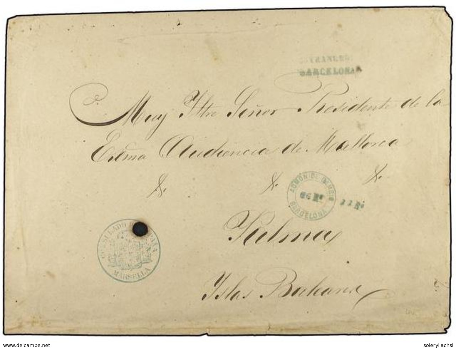 1449 EGIPTO. 1869. Sobre Con Lacrador Al Dorso <B>CONSULADO ESPAÑOL EN EGIPTO</B> Circulado Por Correo Diplomatico Via E - Sonstige & Ohne Zuordnung