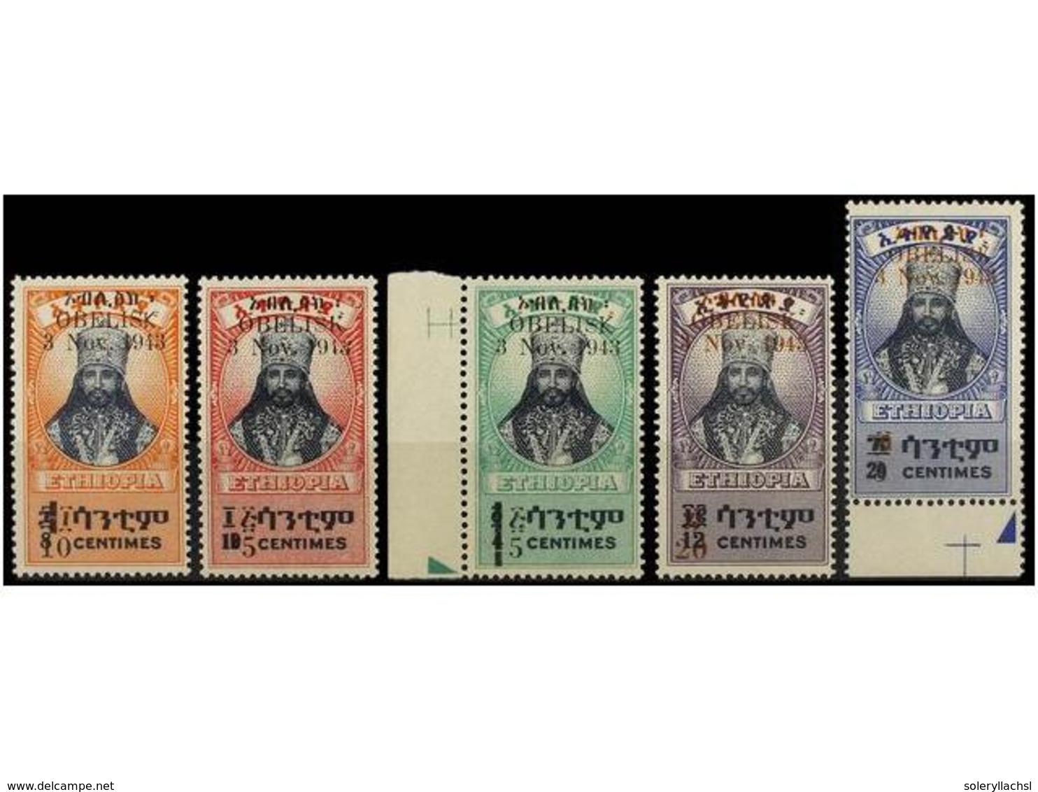 1486 ** ETIOPIA. Mi.207/11. 1943. <B>OBELISK.</B> Serie Completa. MAGNÍFICA. <BR> Cat. 1.000?. - Sonstige & Ohne Zuordnung