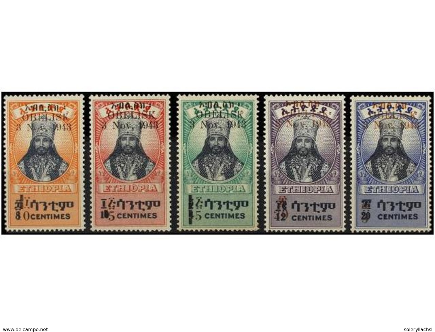 1487 ** ETIOPIA. Mi.207/11. 1943. <B>OBELISK.</B> Serie Completa. MAGNÍFICA. <BR> Cat. 1.000?. - Other & Unclassified