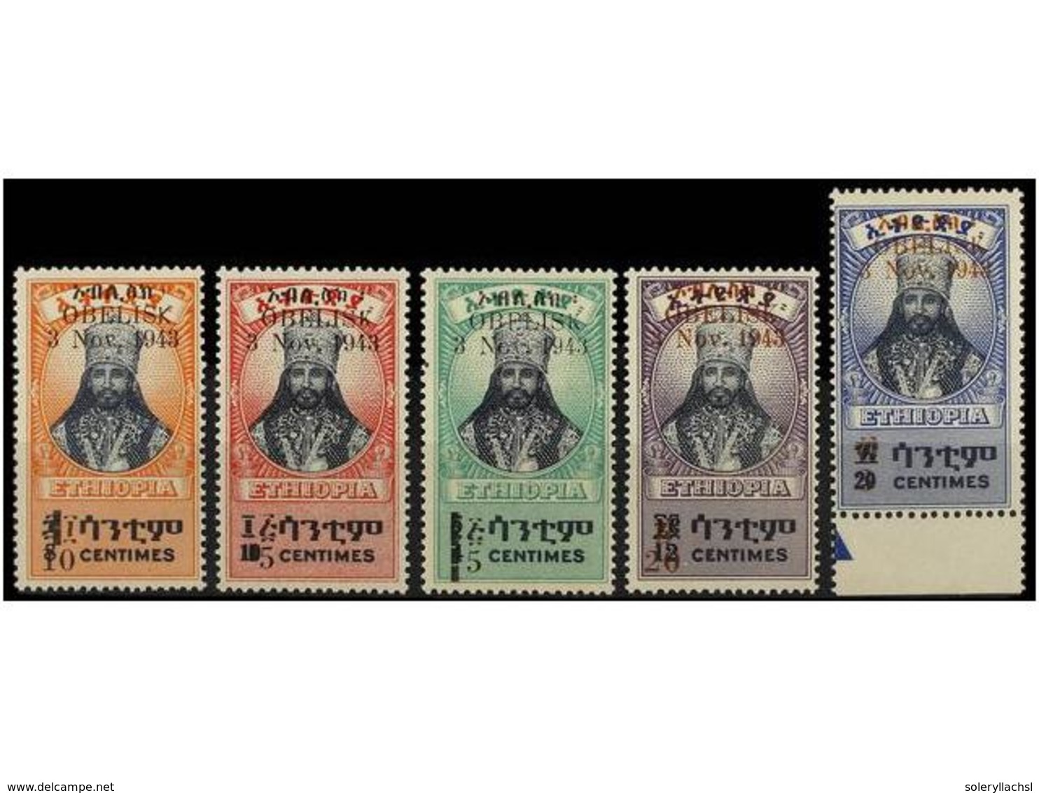 1488 ** ETIOPIA. Mi.207/11. 1943. <B>OBELISK.</B> Serie Completa. MAGNÍFICA. <BR> Cat. 1.000?. - Other & Unclassified