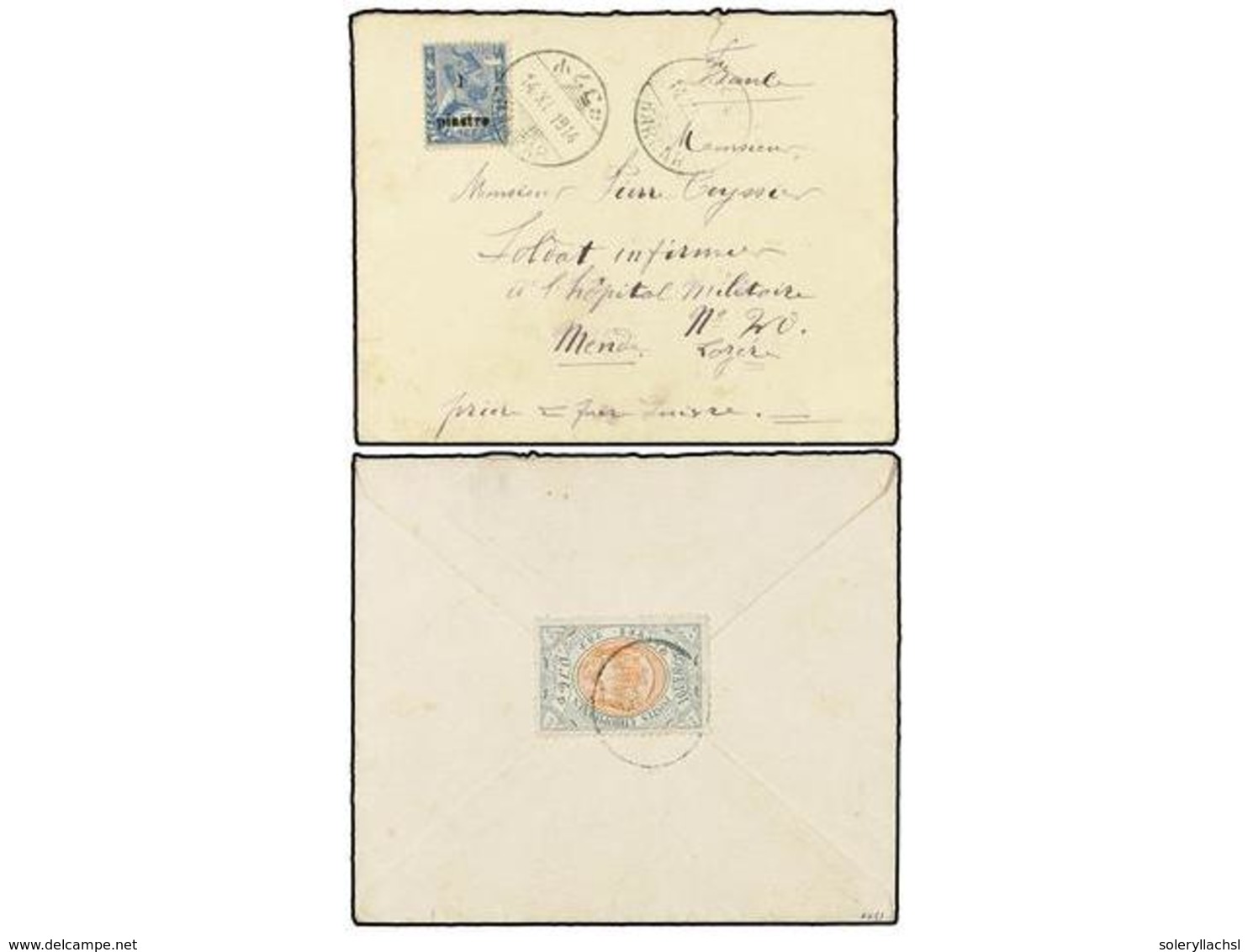 1491 ETIOPIA. 1914 (Nov 14). Cover To The Military Hospital At Mende In France, Franked By 1909 <B>1g</B>. Green & Orang - Autres & Non Classés