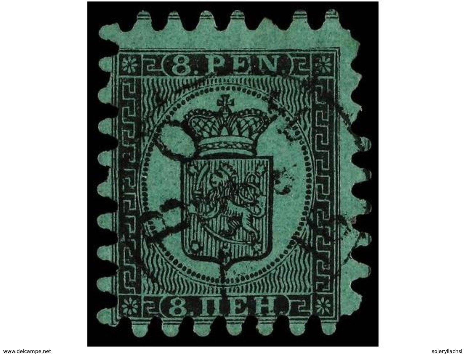 1517 ° FINLANDIA. Mi.6Bx. 1866. <B>8 P.</B> Black On Green. <B>ABO</B> Cds. Cancel. Fine. Michel.320?. - Sonstige & Ohne Zuordnung