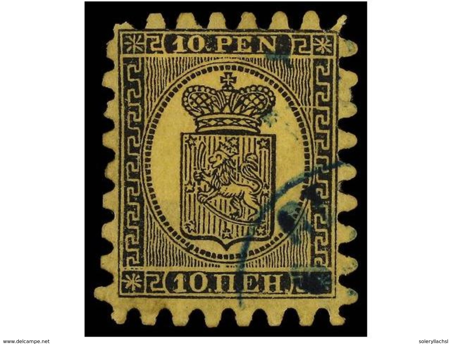 1528 ° FINLANDIA. Mi.7By. 1866. <B>10 P.</B> Black On Salmon. One Perforation Short. Michel.700?. - Sonstige & Ohne Zuordnung